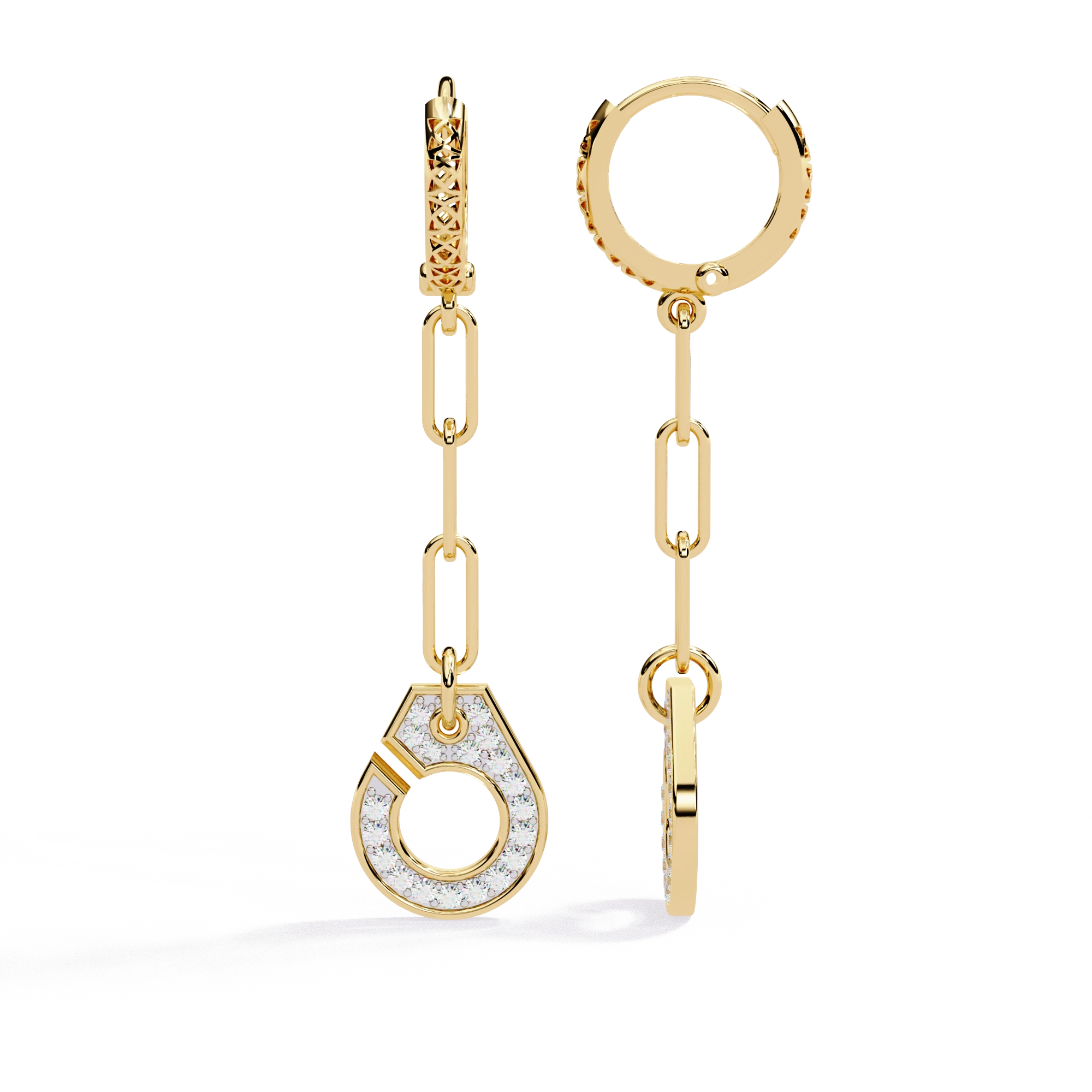 Diamond Link Drop Earrings