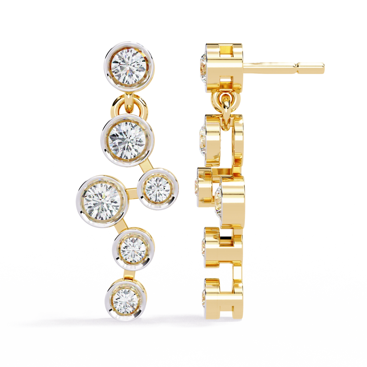 Diamond Drop Chain Earrings