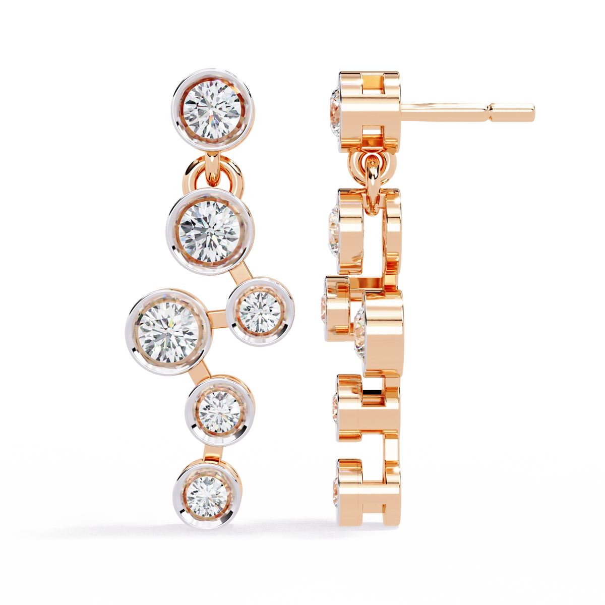 Diamond Drop Chain Earrings