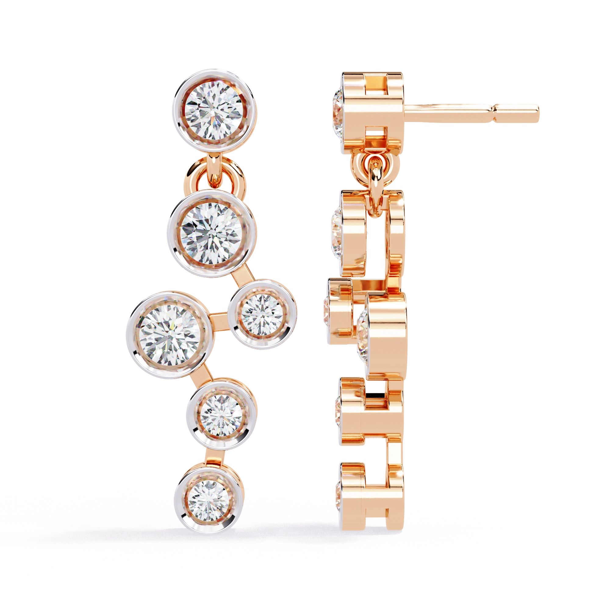 Diamond Drop Chain Earrings