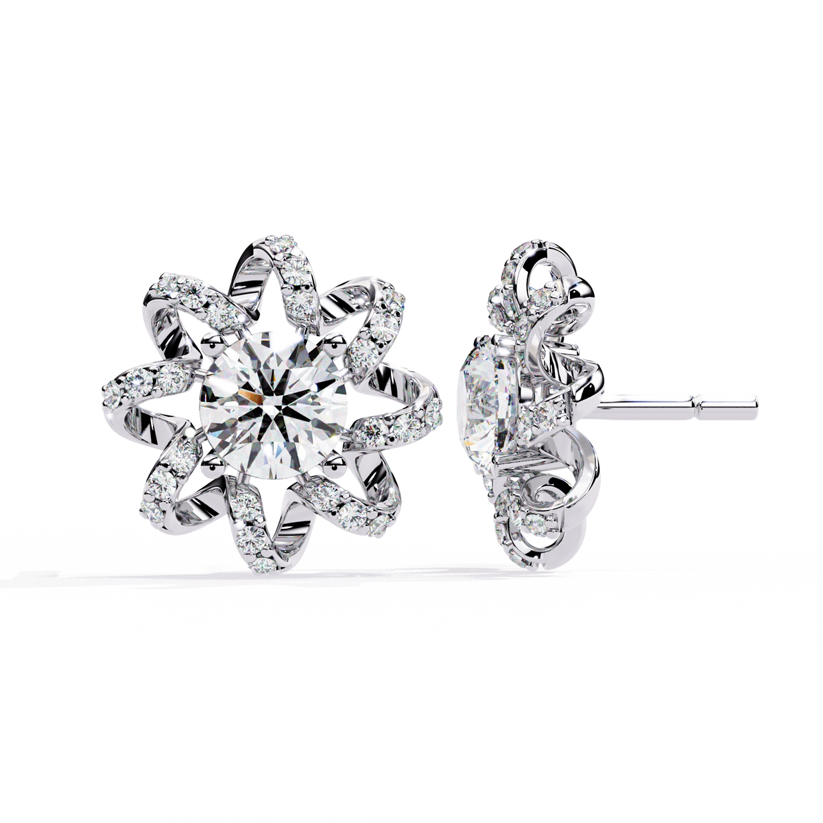 Starburst Diamond Stud Earrings