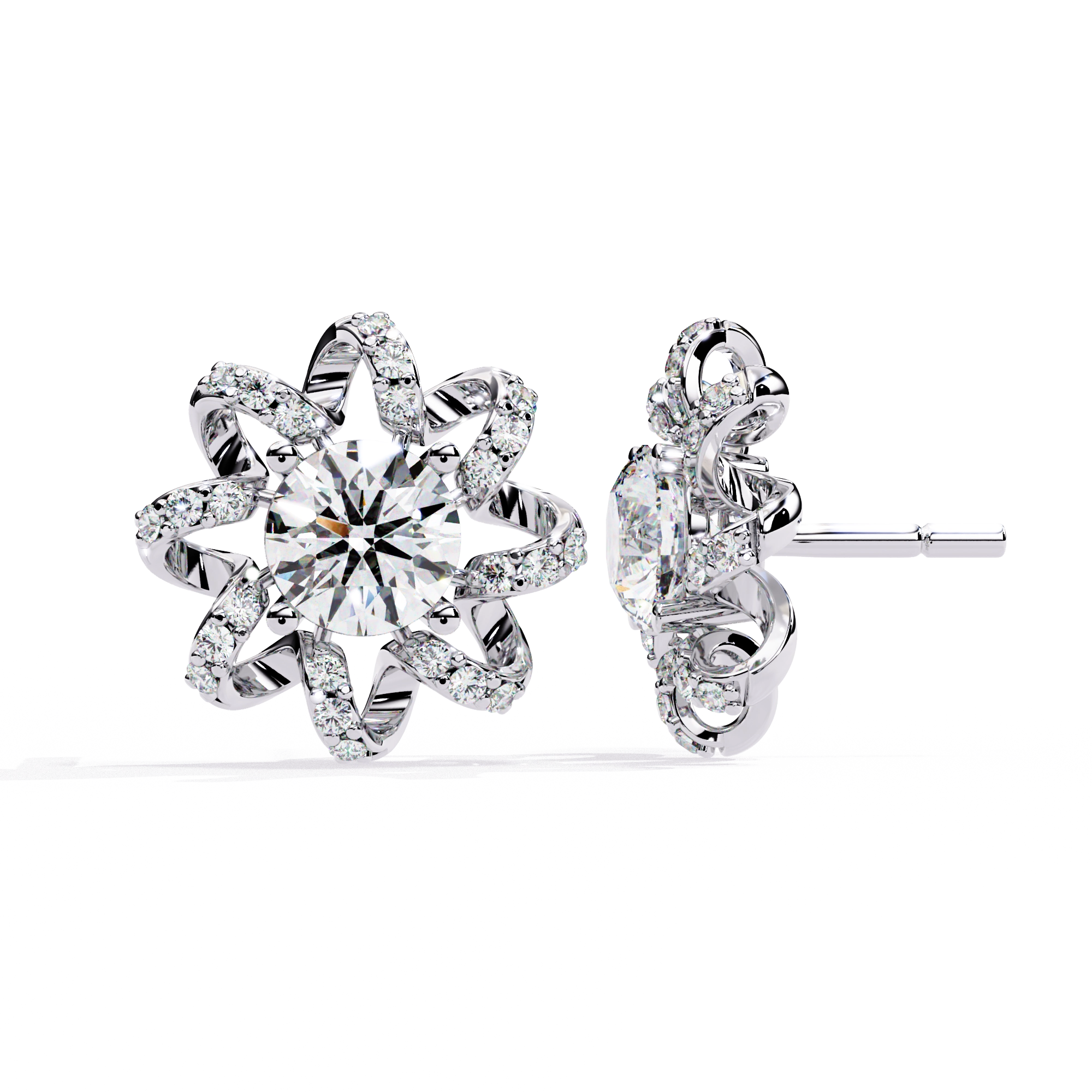Starburst Diamond Stud Earrings