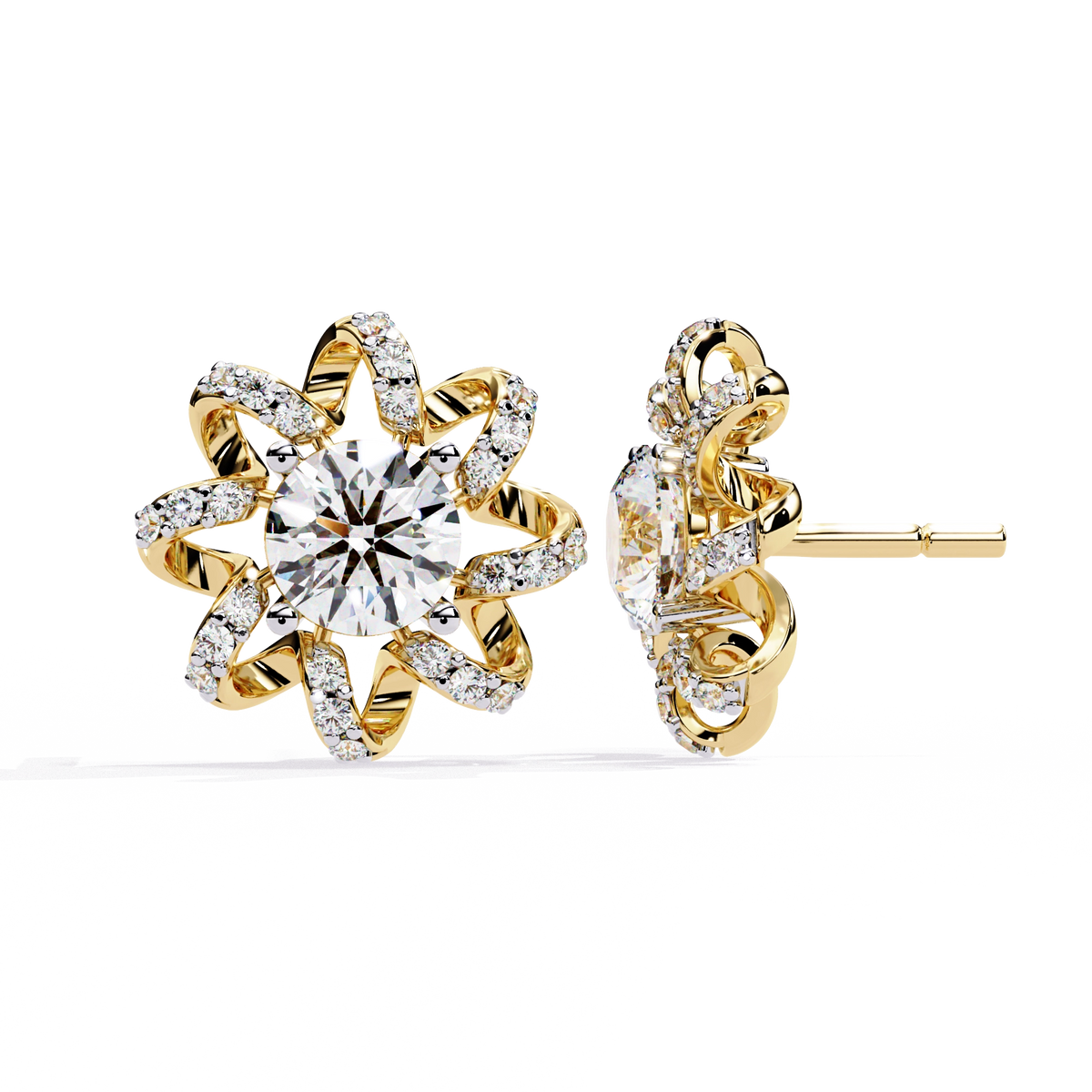 Starburst Diamond Stud Earrings