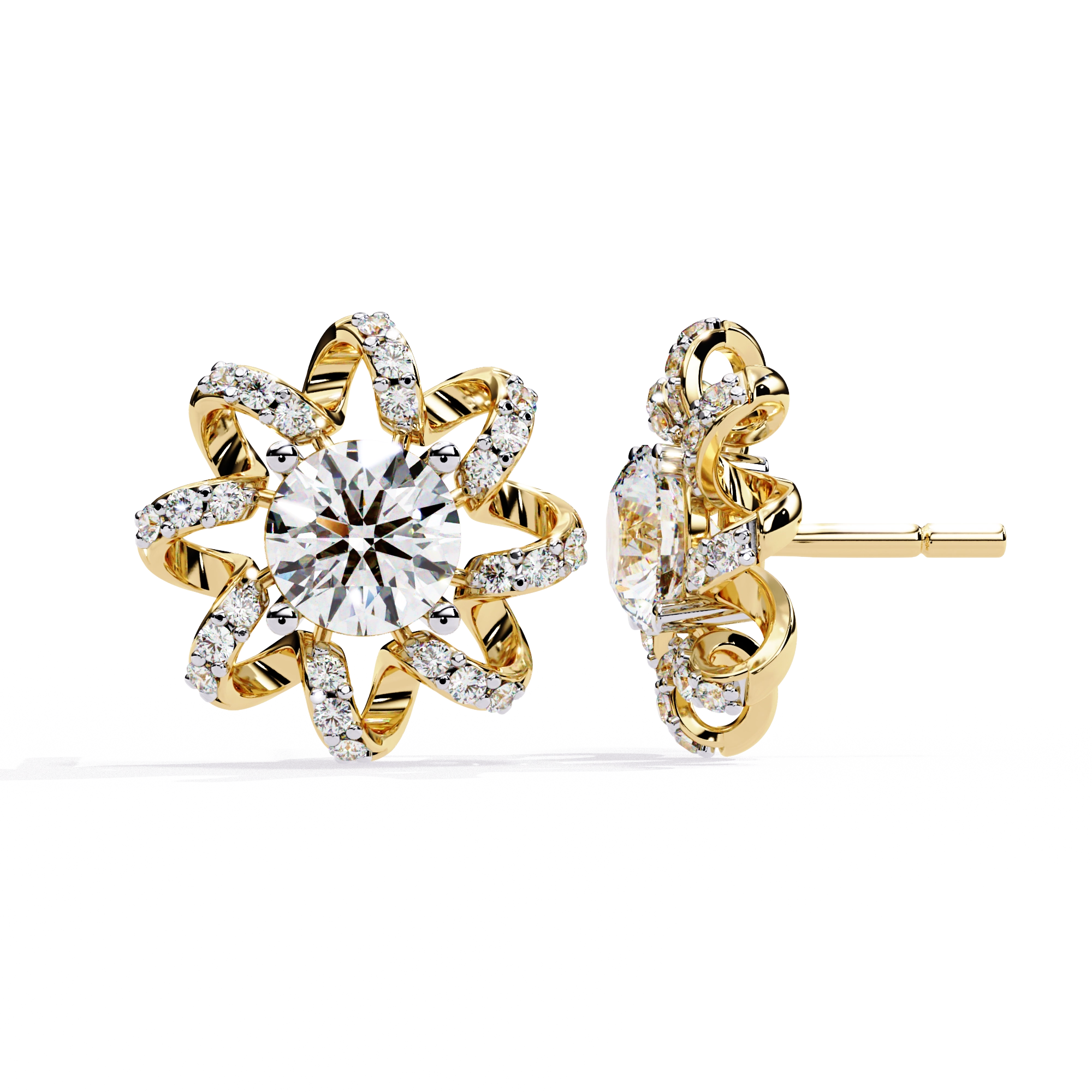 Starburst Diamond Stud Earrings