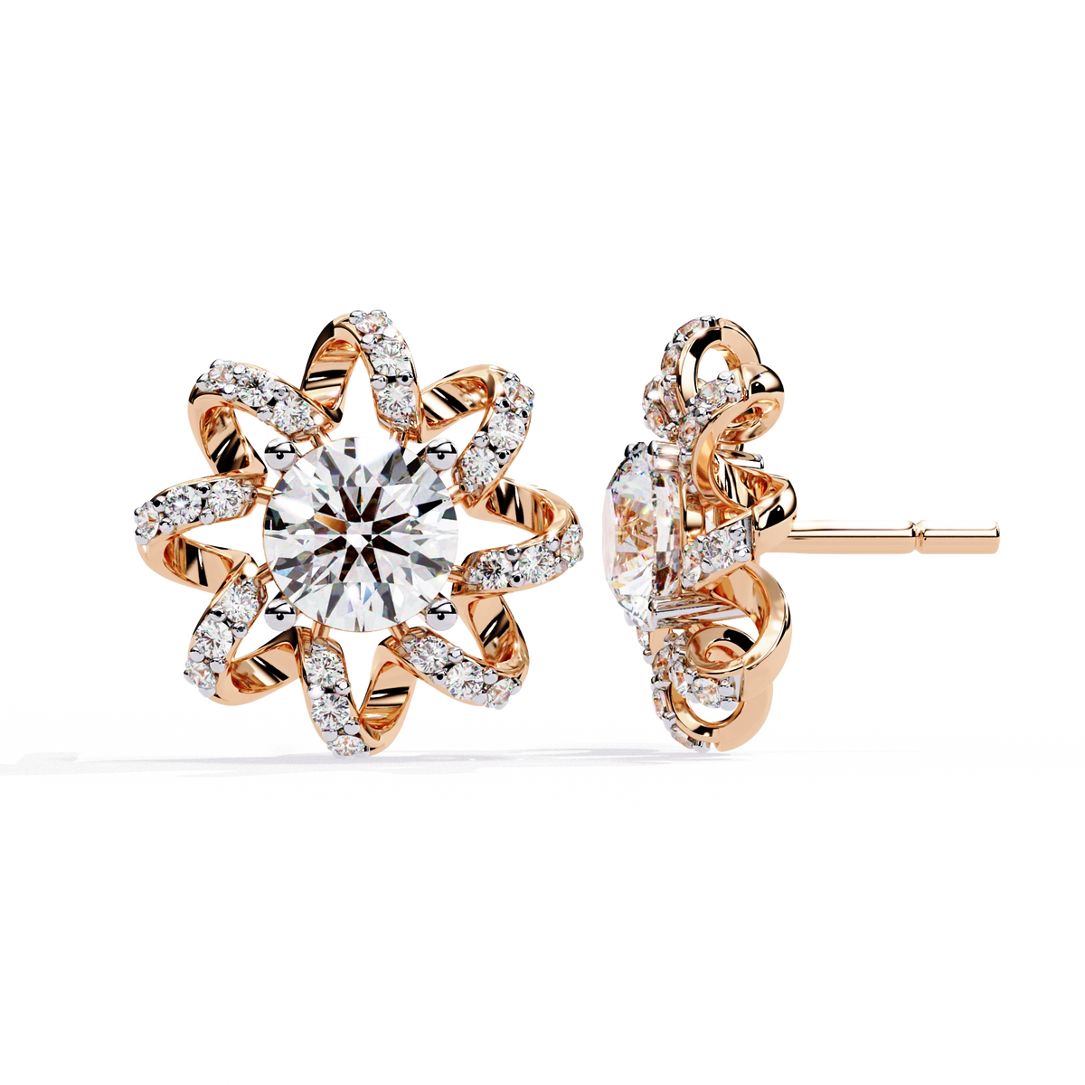 Starburst Diamond Stud Earrings