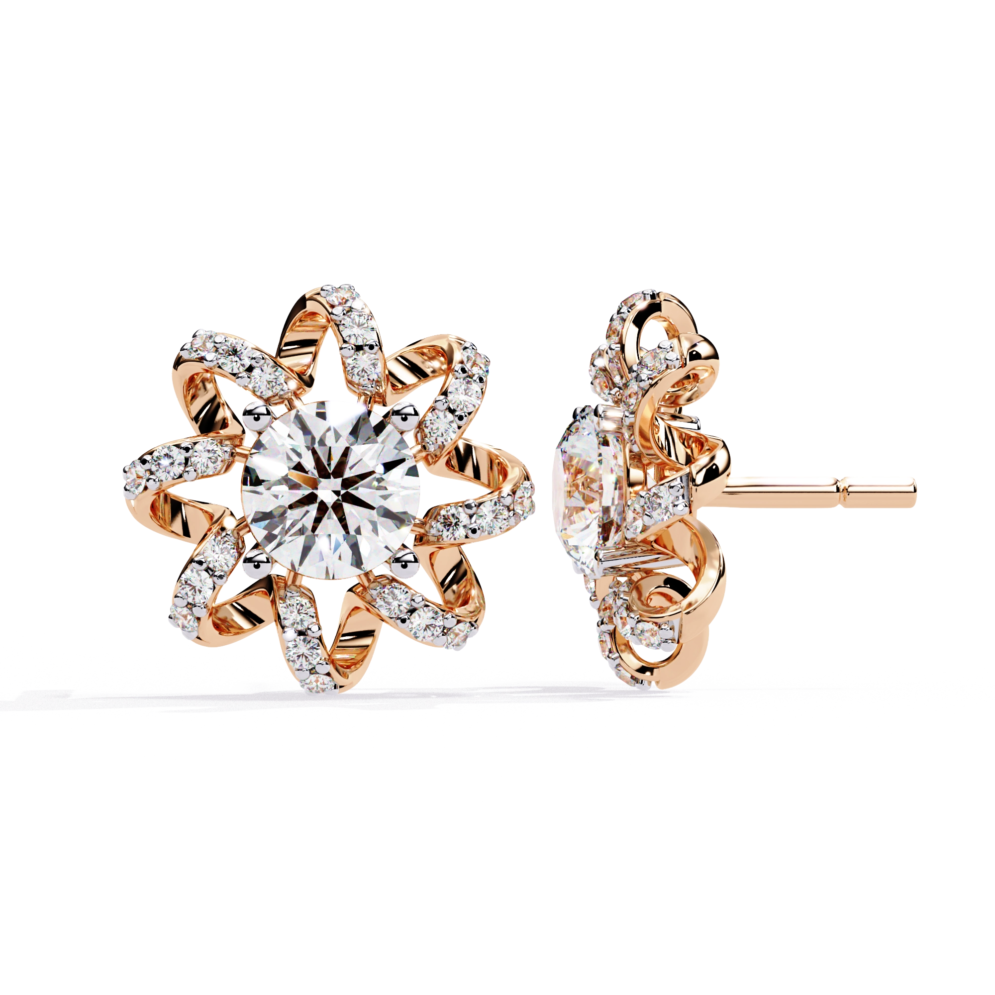 Starburst Diamond Stud Earrings