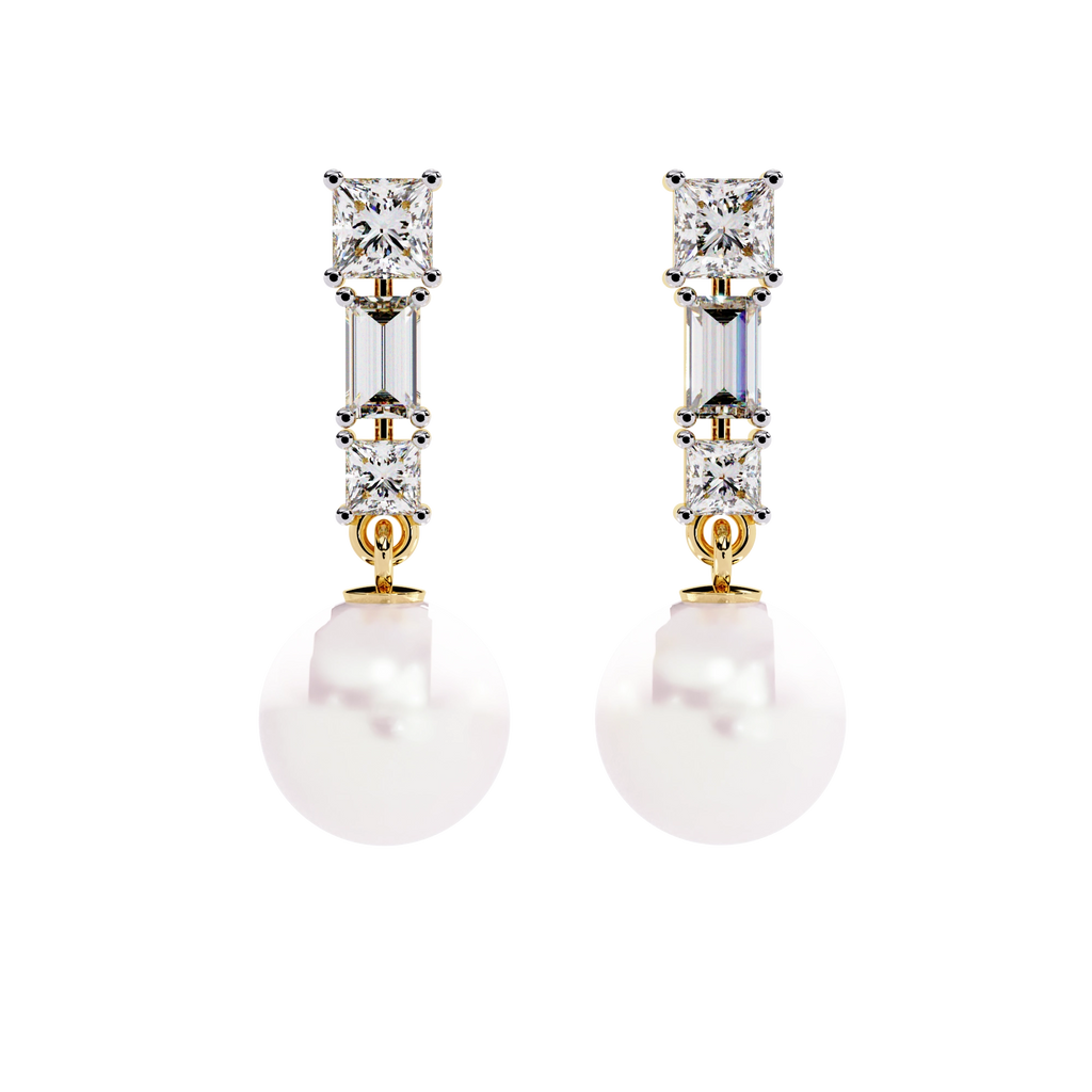 Pearl Drop Diamond Earrings