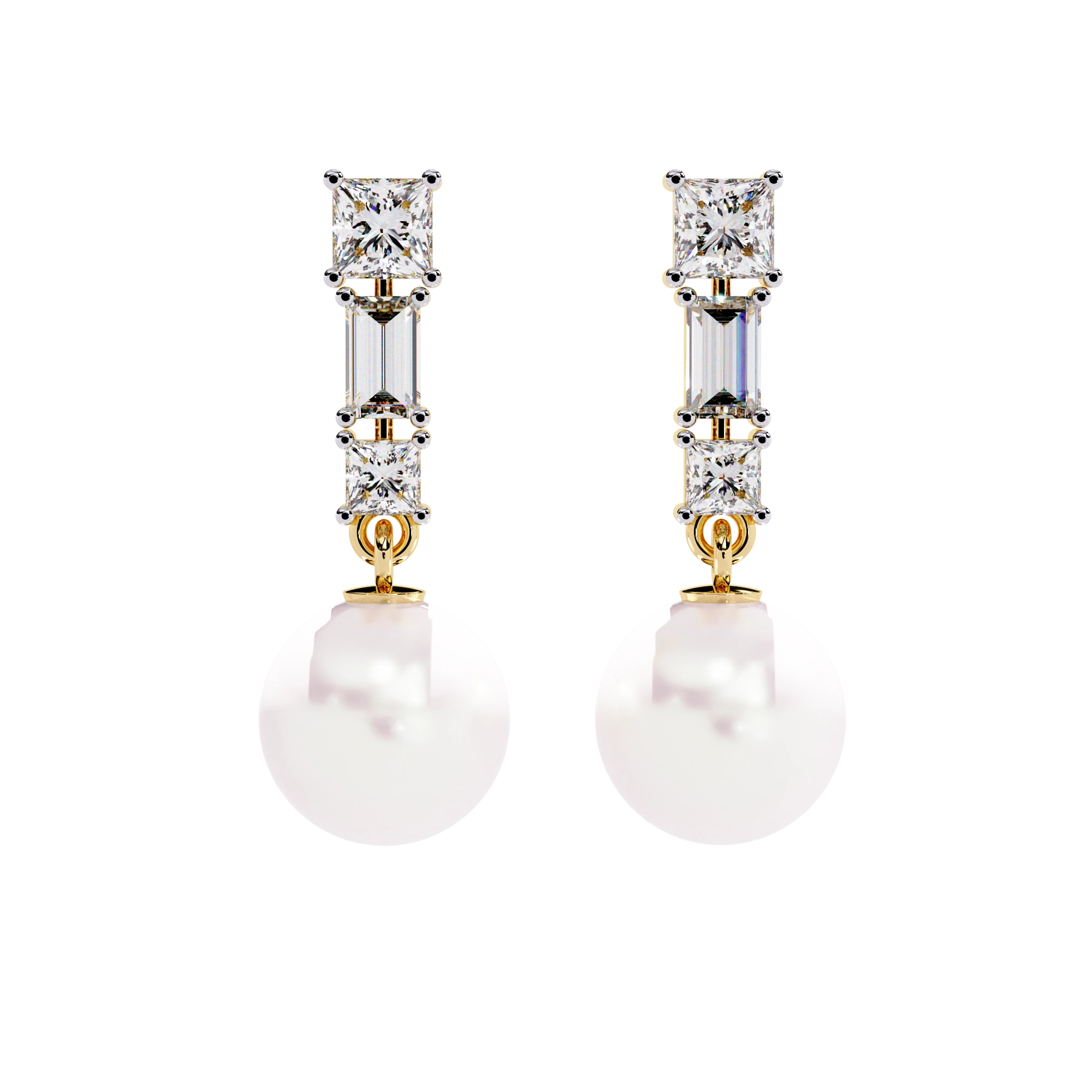 Pearl Drop Diamond Earrings
