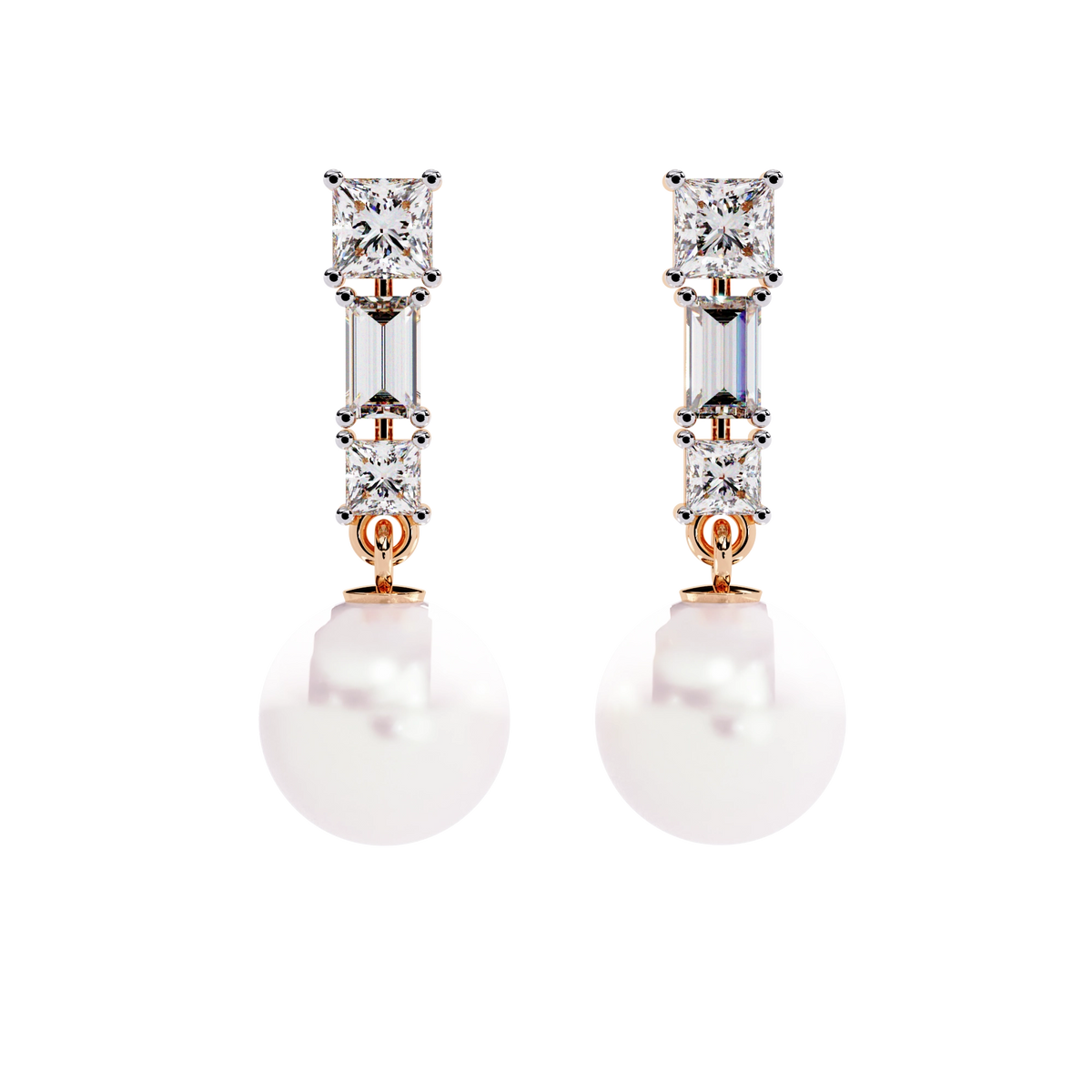 Pearl Drop Diamond Earrings