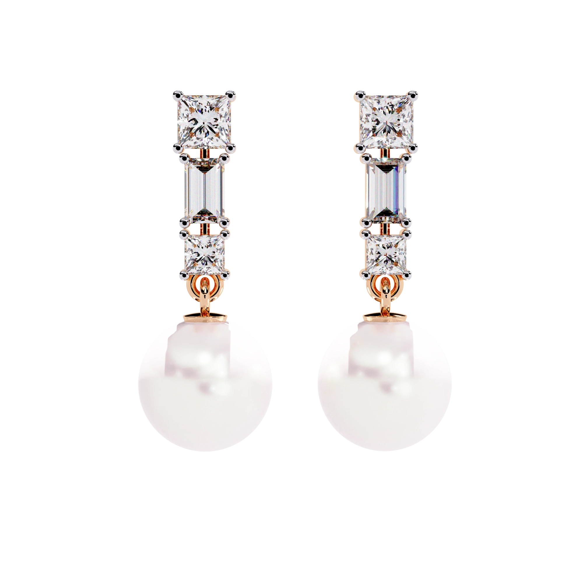 Pearl Drop Diamond Earrings