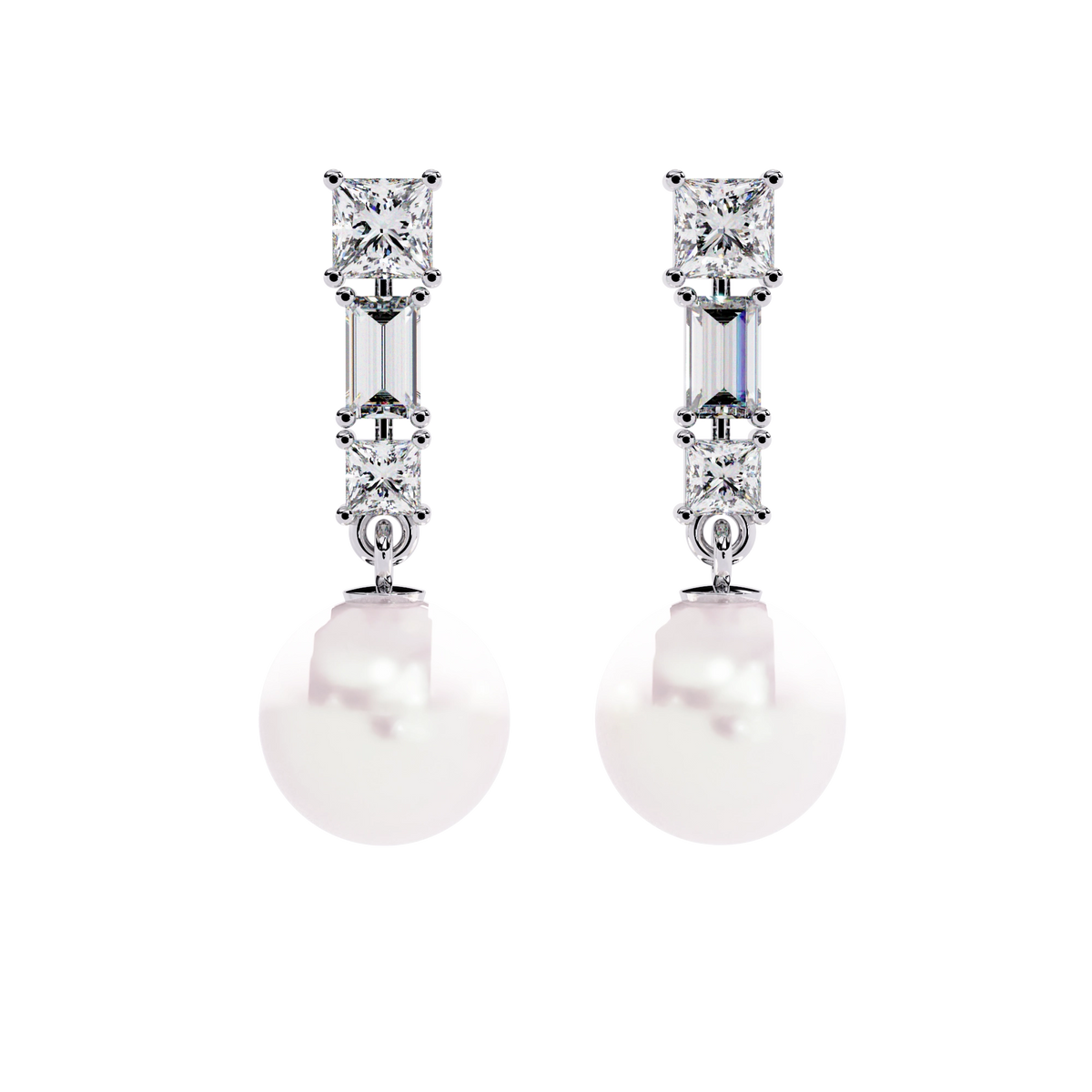 Pearl Drop Diamond Earrings