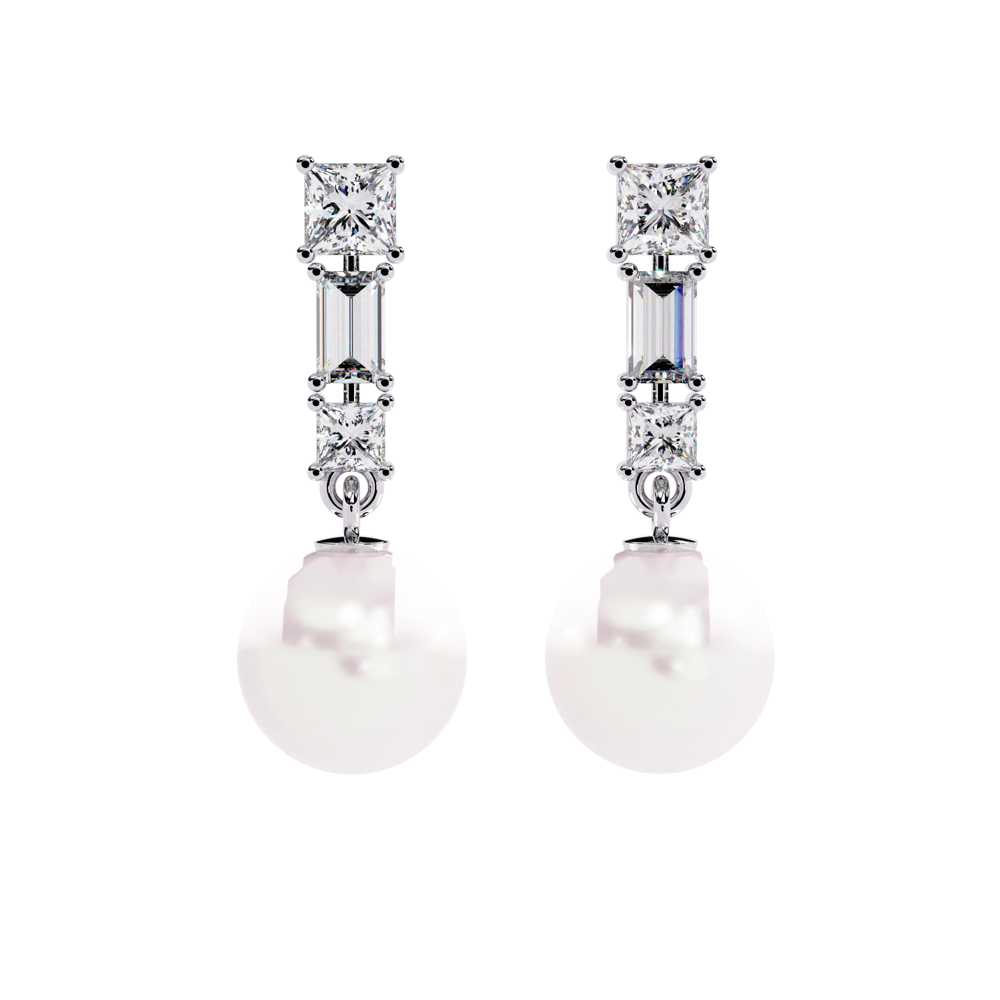 Pearl Drop Diamond Earrings