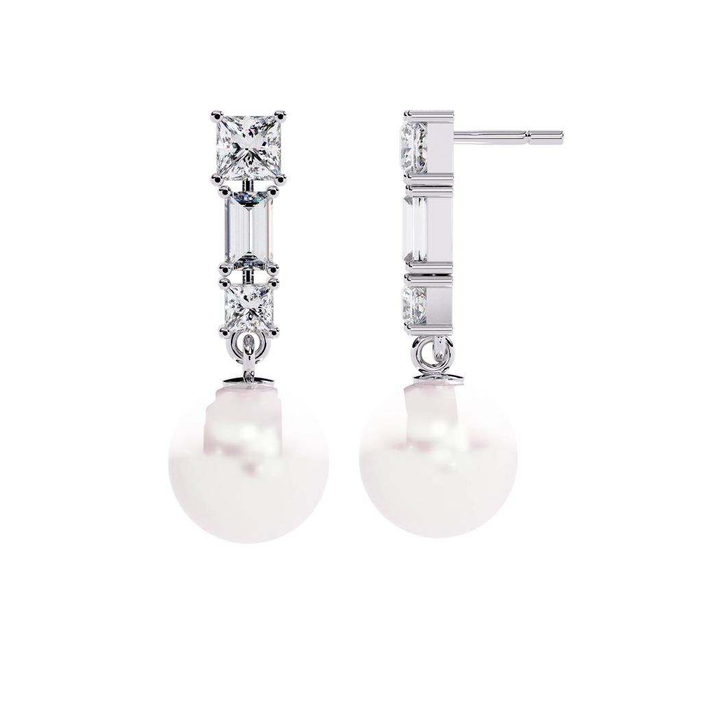 Pearl Drop Diamond Earrings