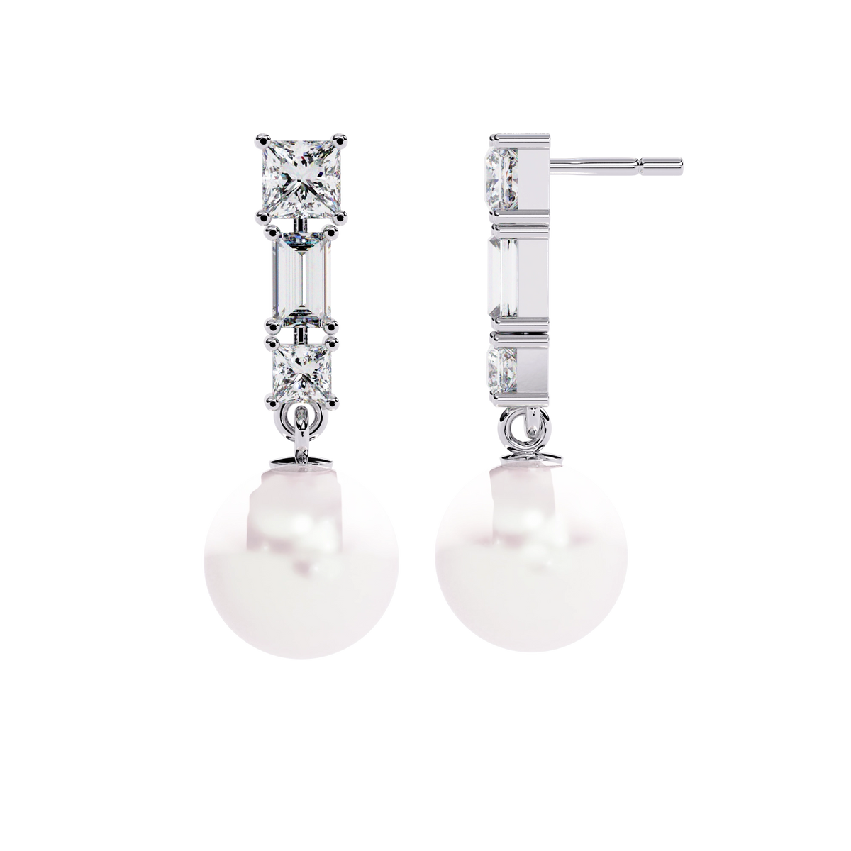 Pearl Drop Diamond Earrings