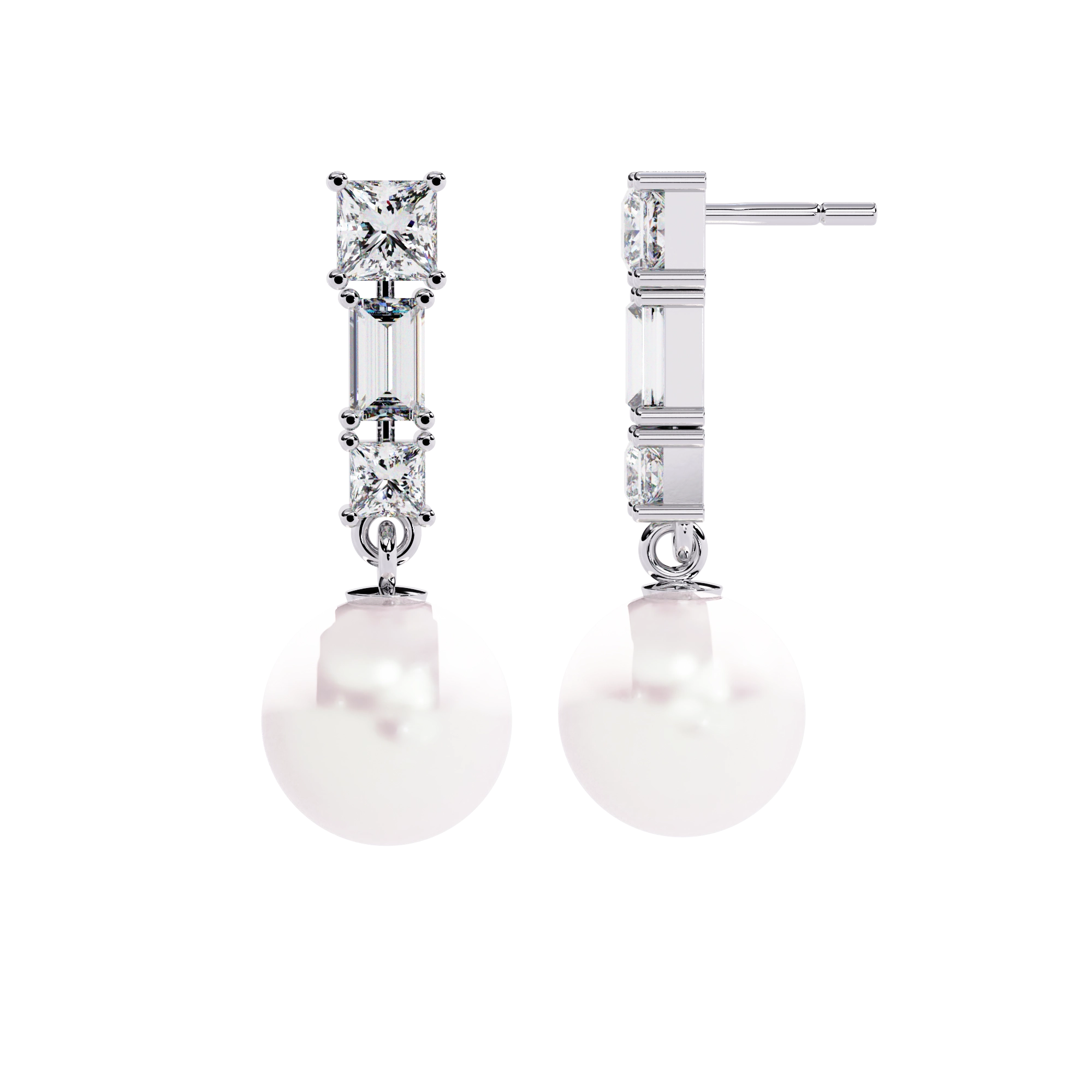 Pearl Drop Diamond Earrings