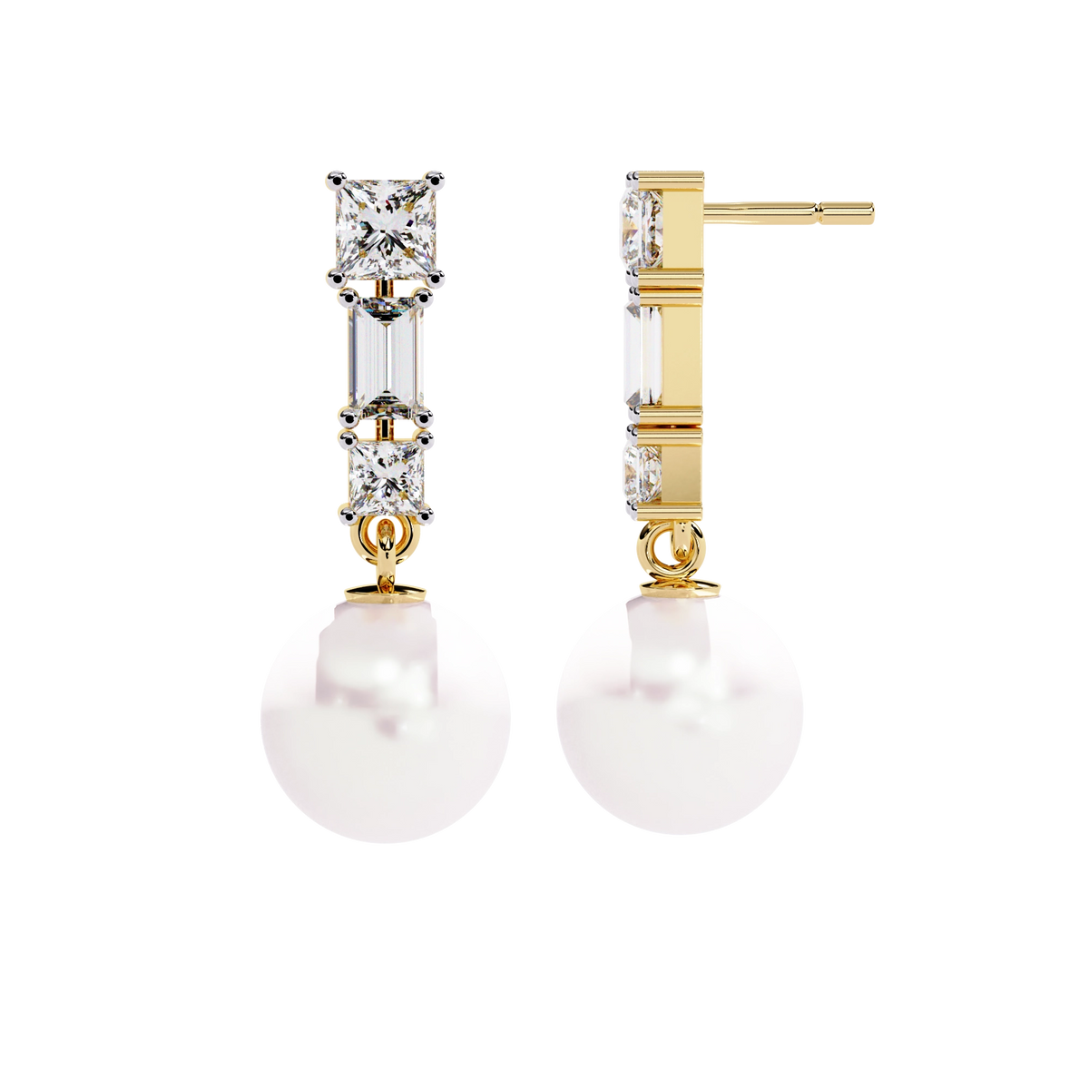 Pearl Drop Diamond Earrings