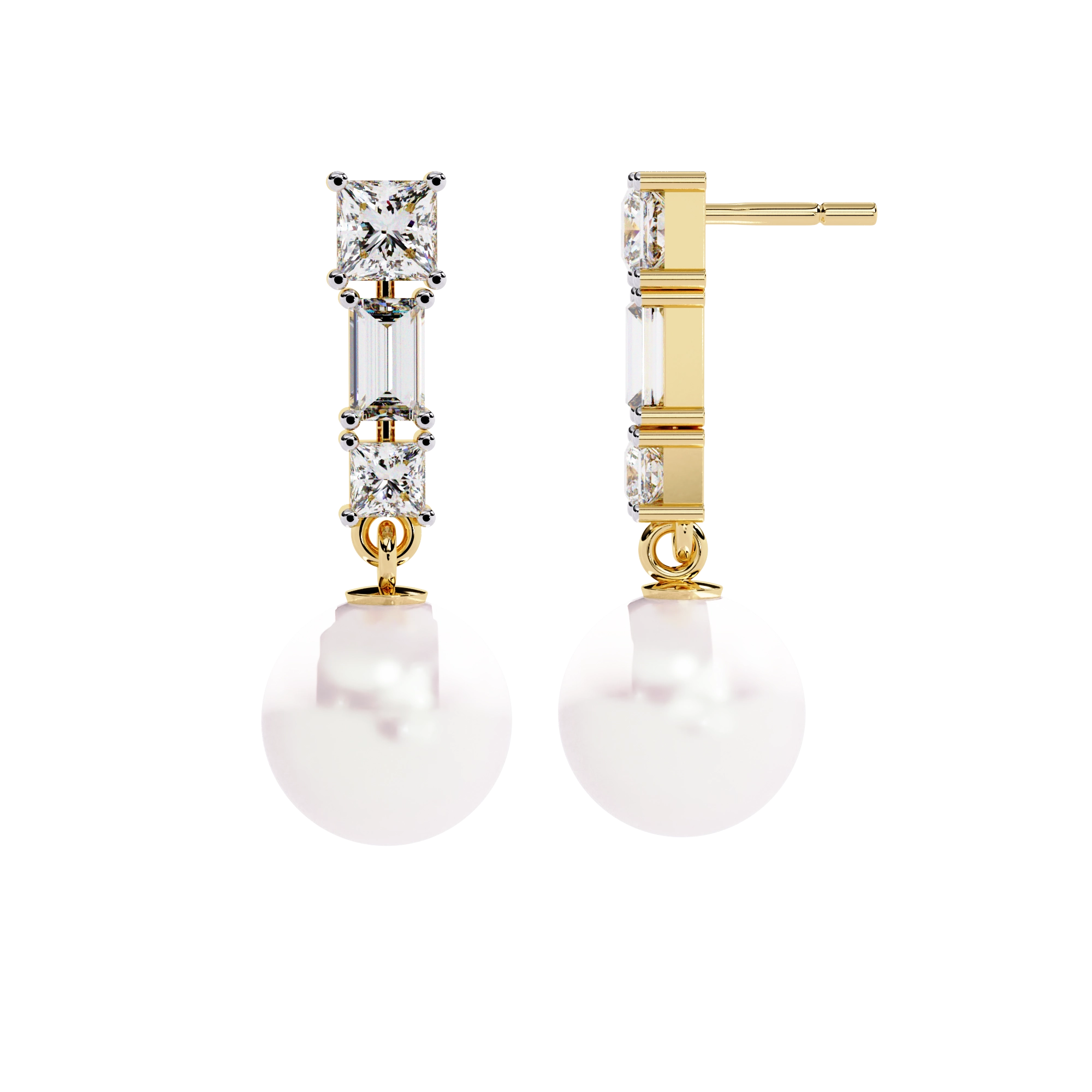 Pearl Drop Diamond Earrings