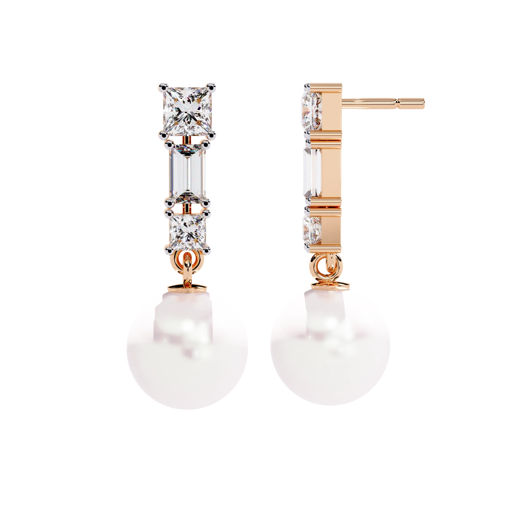 Pearl Drop Diamond Earrings
