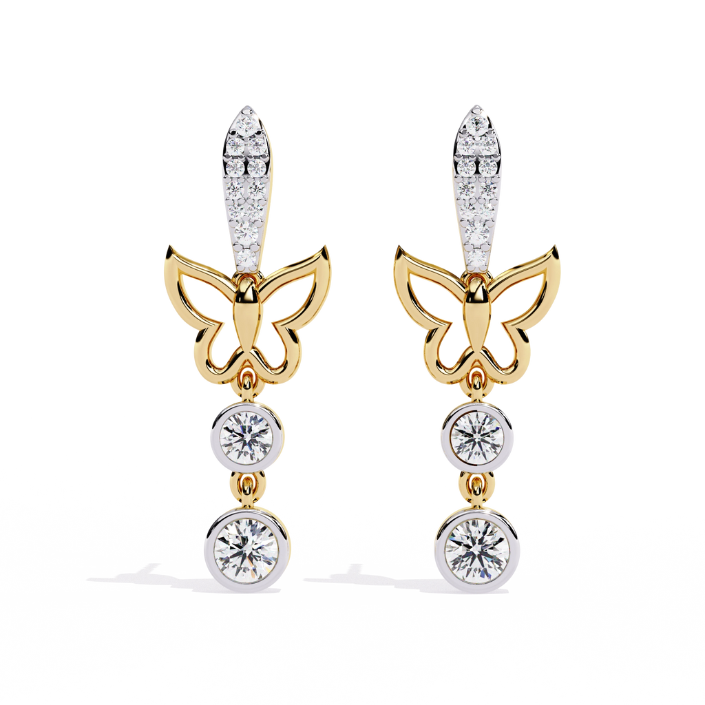 Butterfly Drop Diamond Earrings