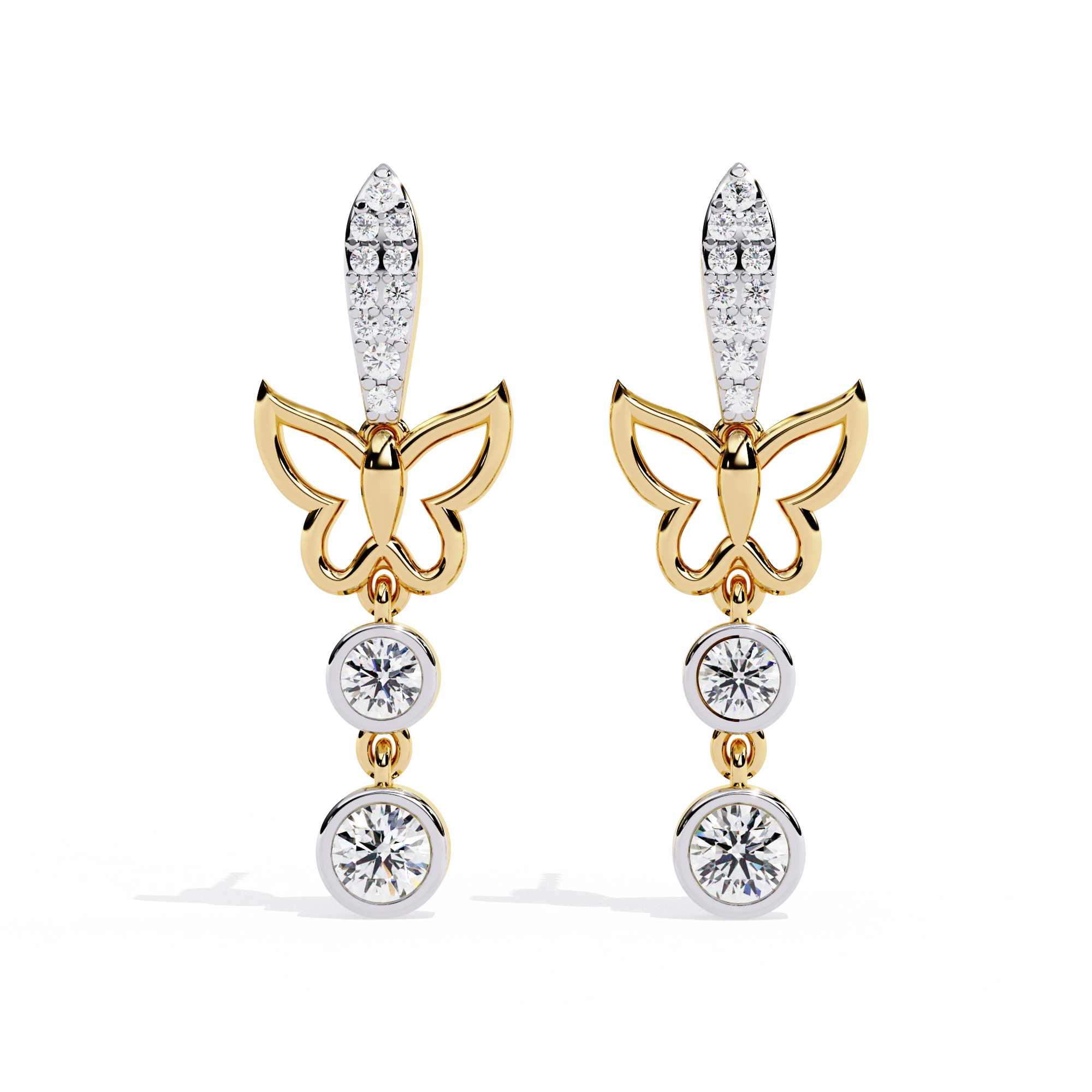 Butterfly Drop Diamond Earrings