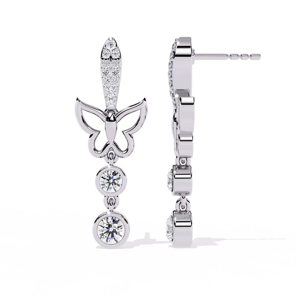 Butterfly Drop Diamond Earrings