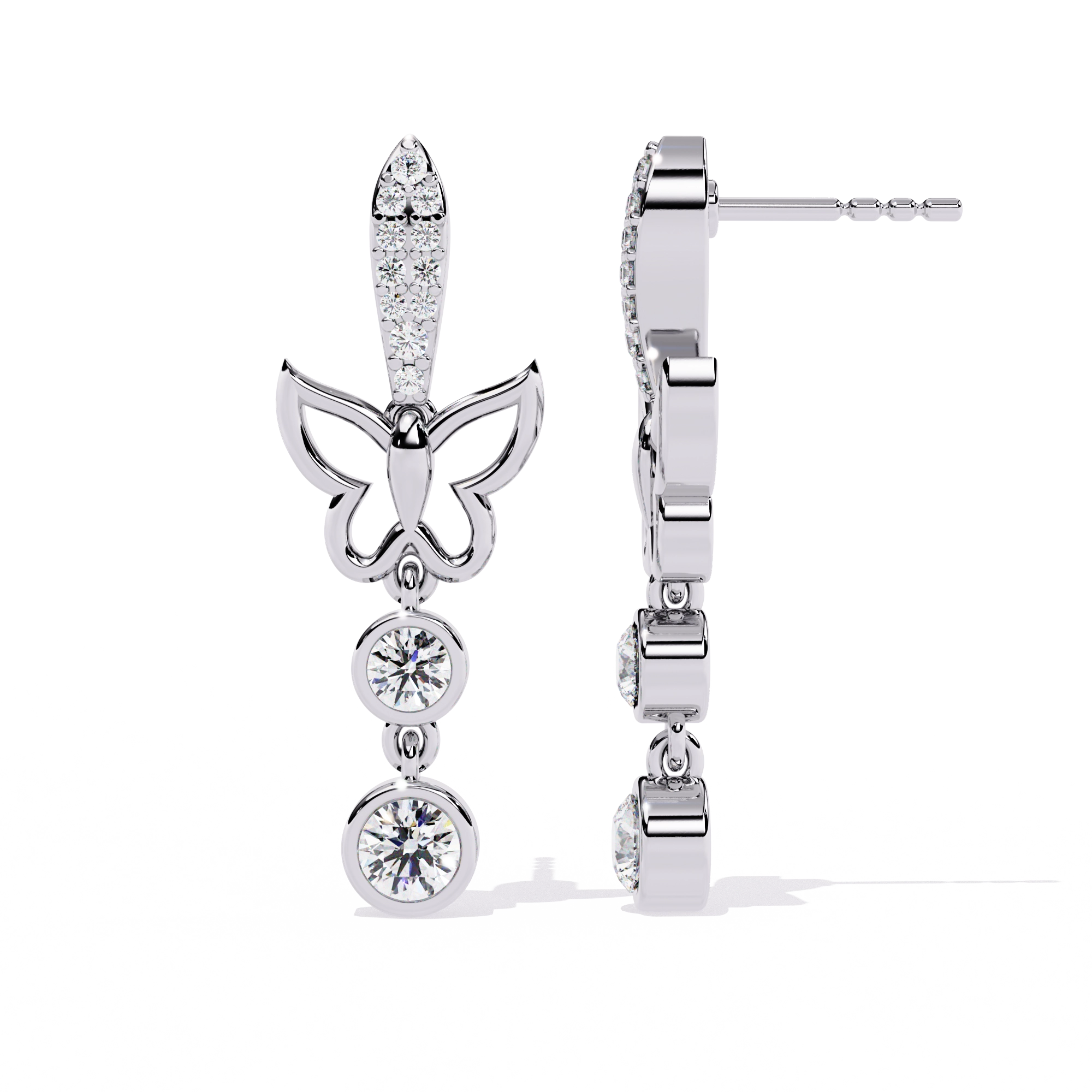 Butterfly Drop Diamond Earrings