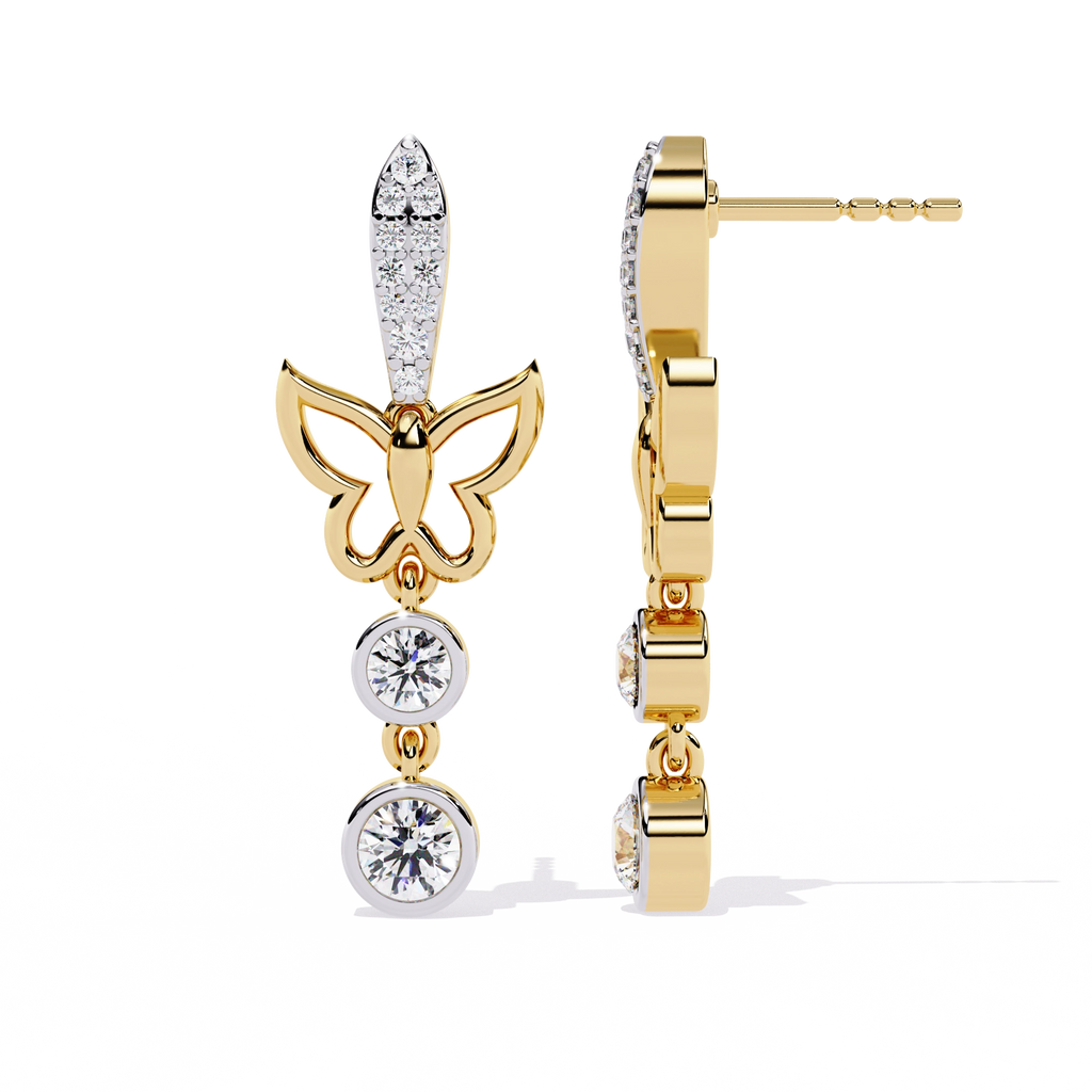Butterfly Drop Diamond Earrings