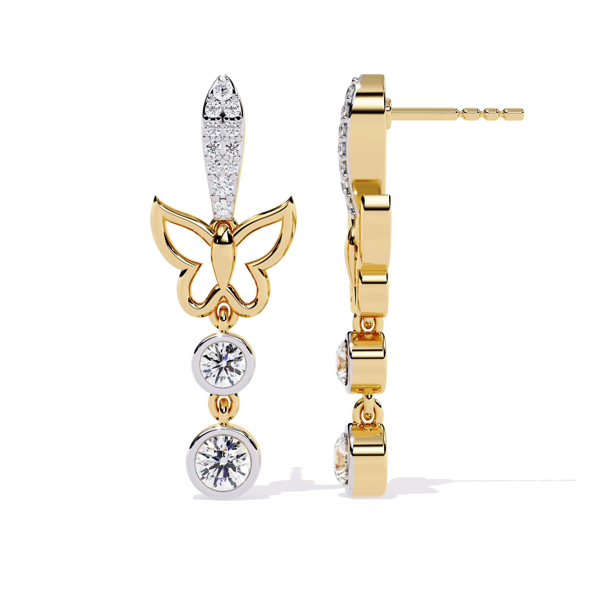 Butterfly Drop Diamond Earrings