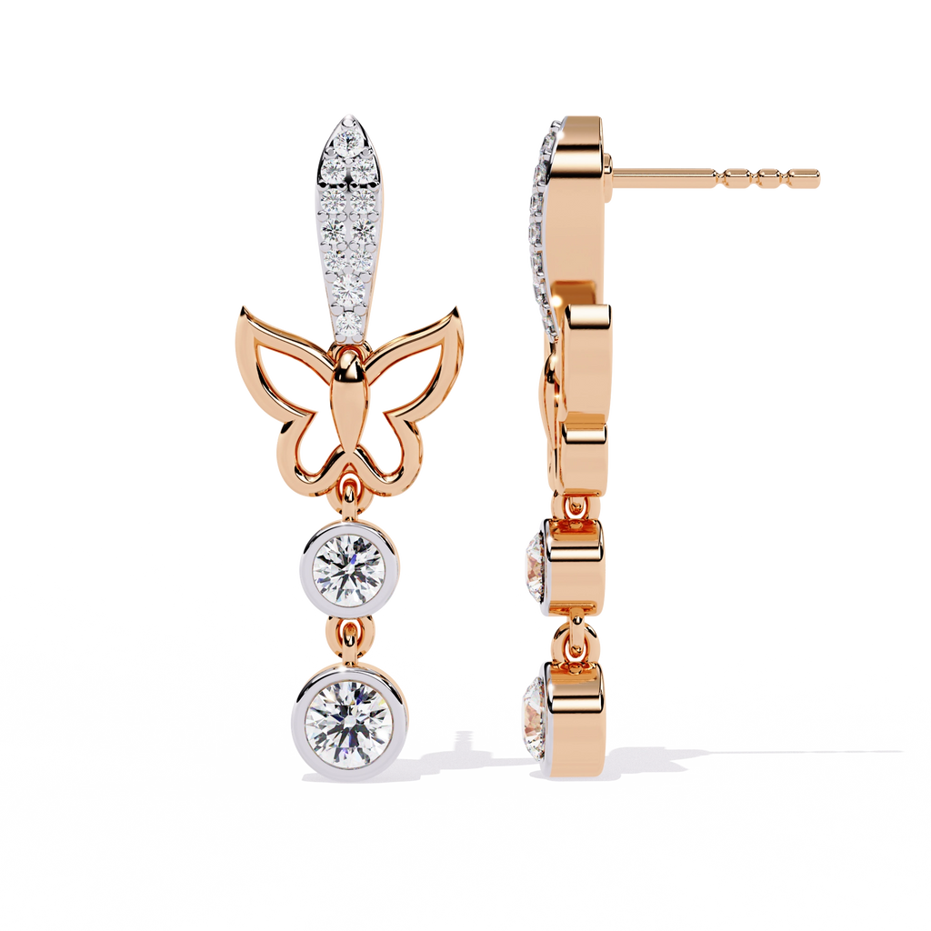 Butterfly Drop Diamond Earrings