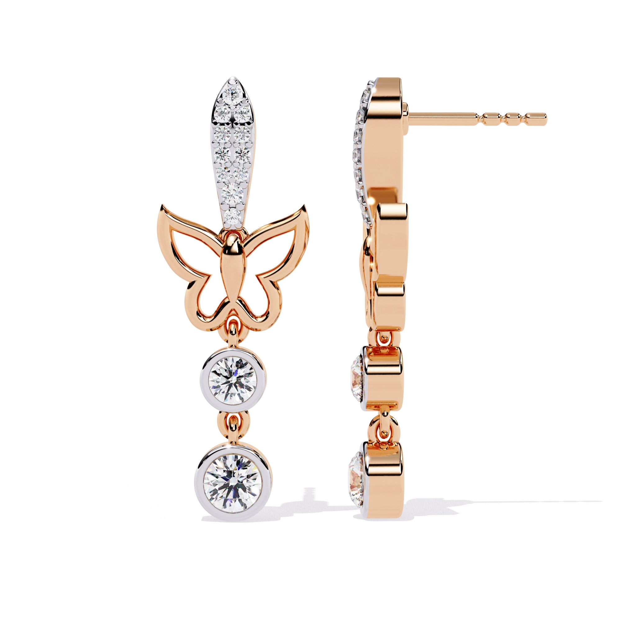 Butterfly Drop Diamond Earrings