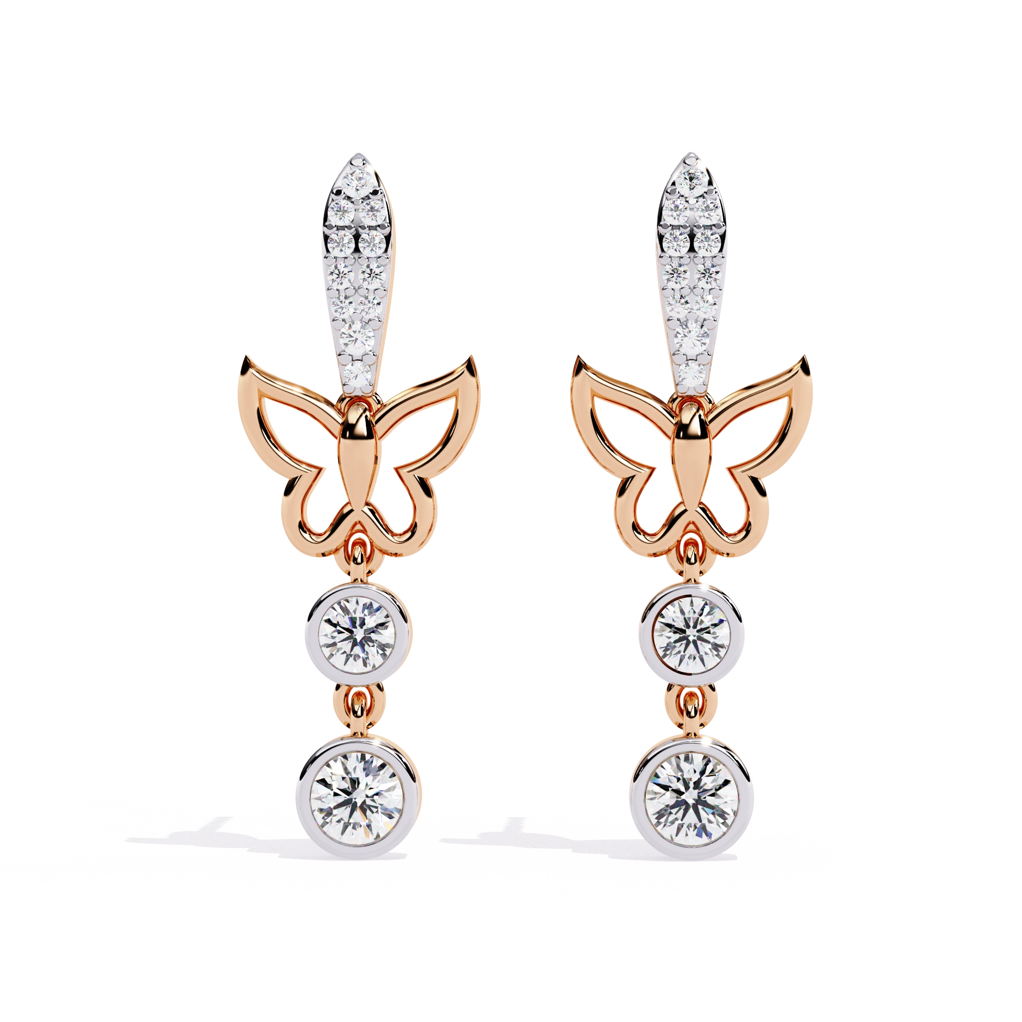 Butterfly Drop Diamond Earrings