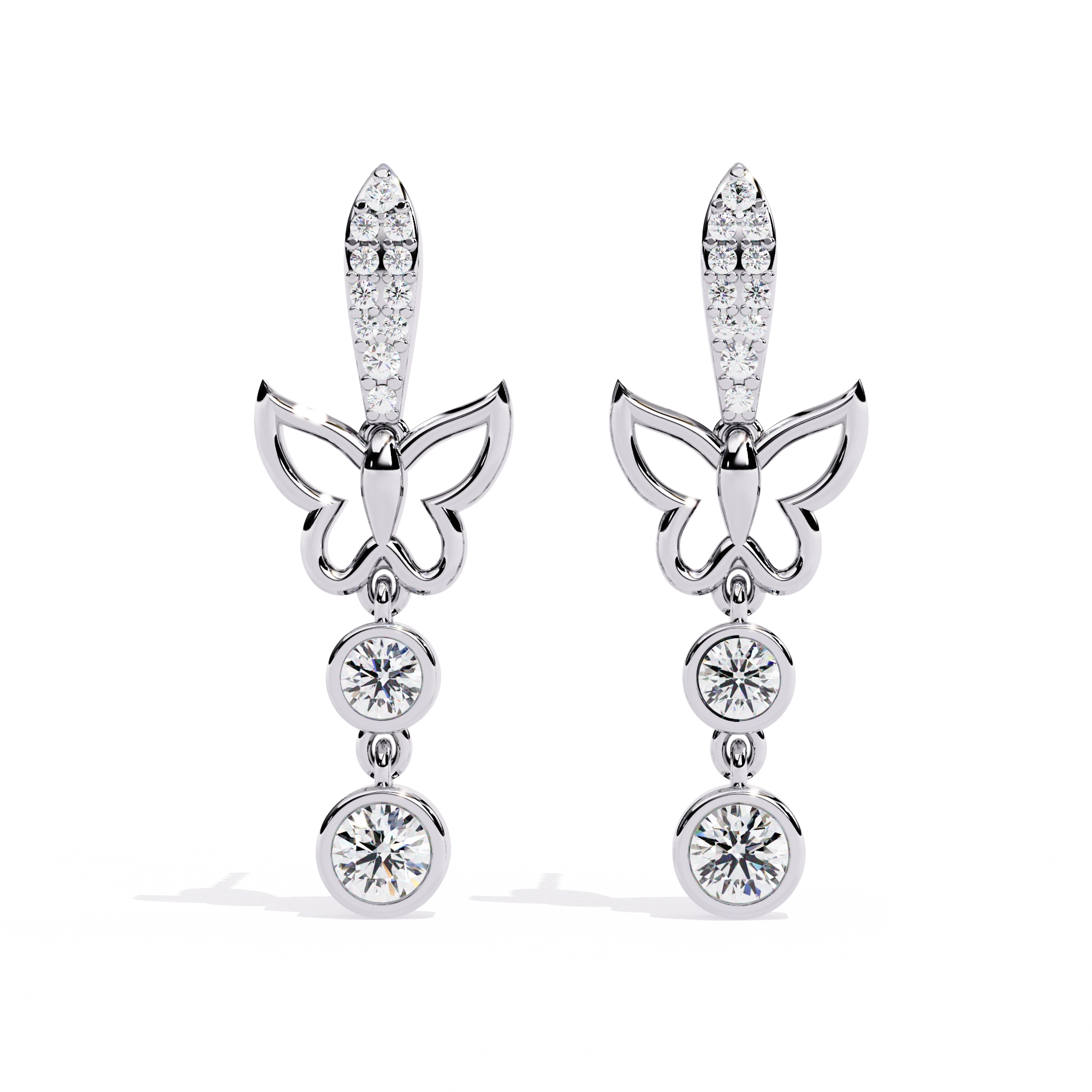 Butterfly Drop Diamond Earrings