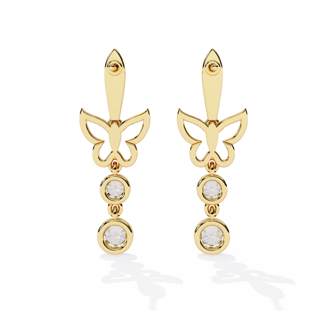 Butterfly Drop Diamond Earrings