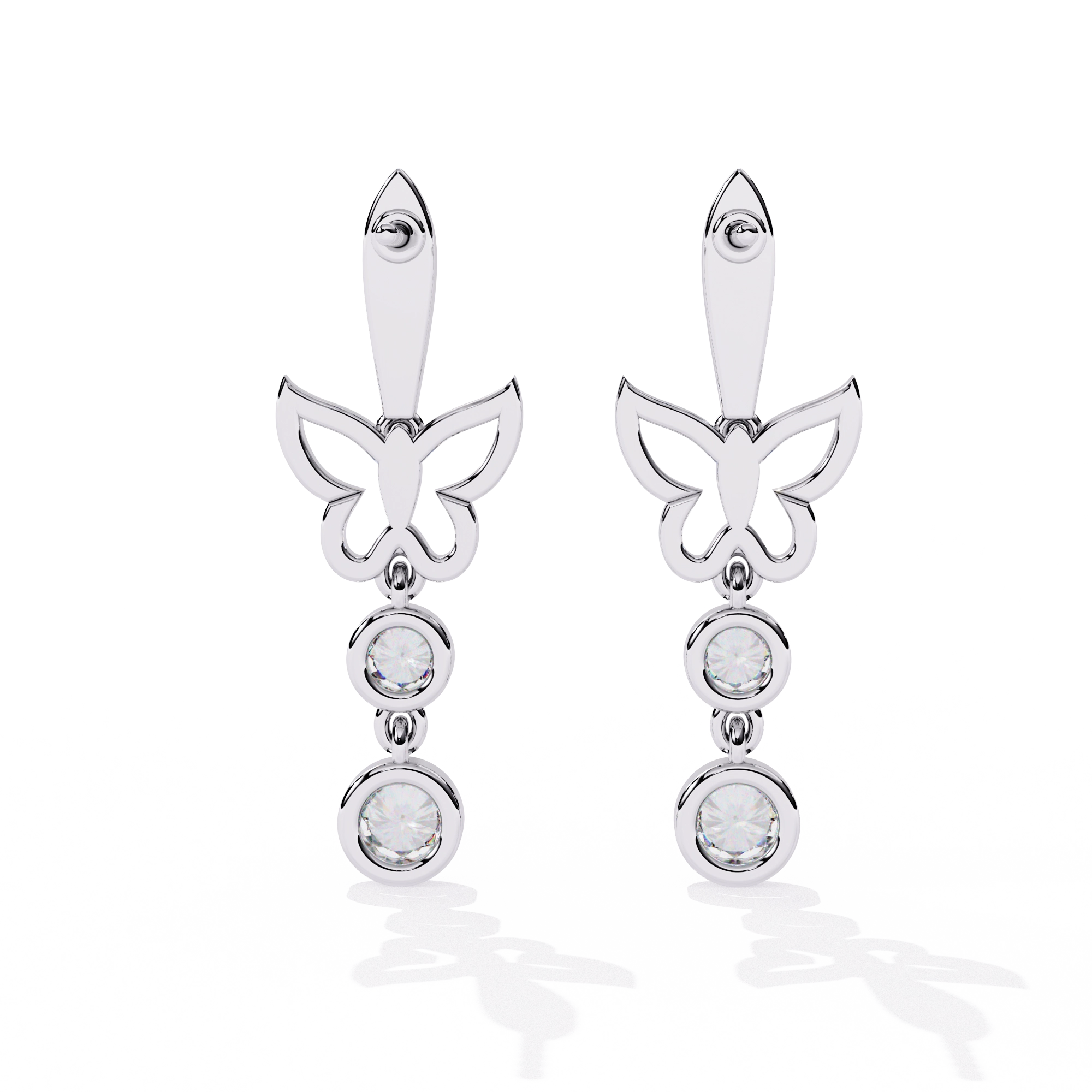 Butterfly Drop Diamond Earrings