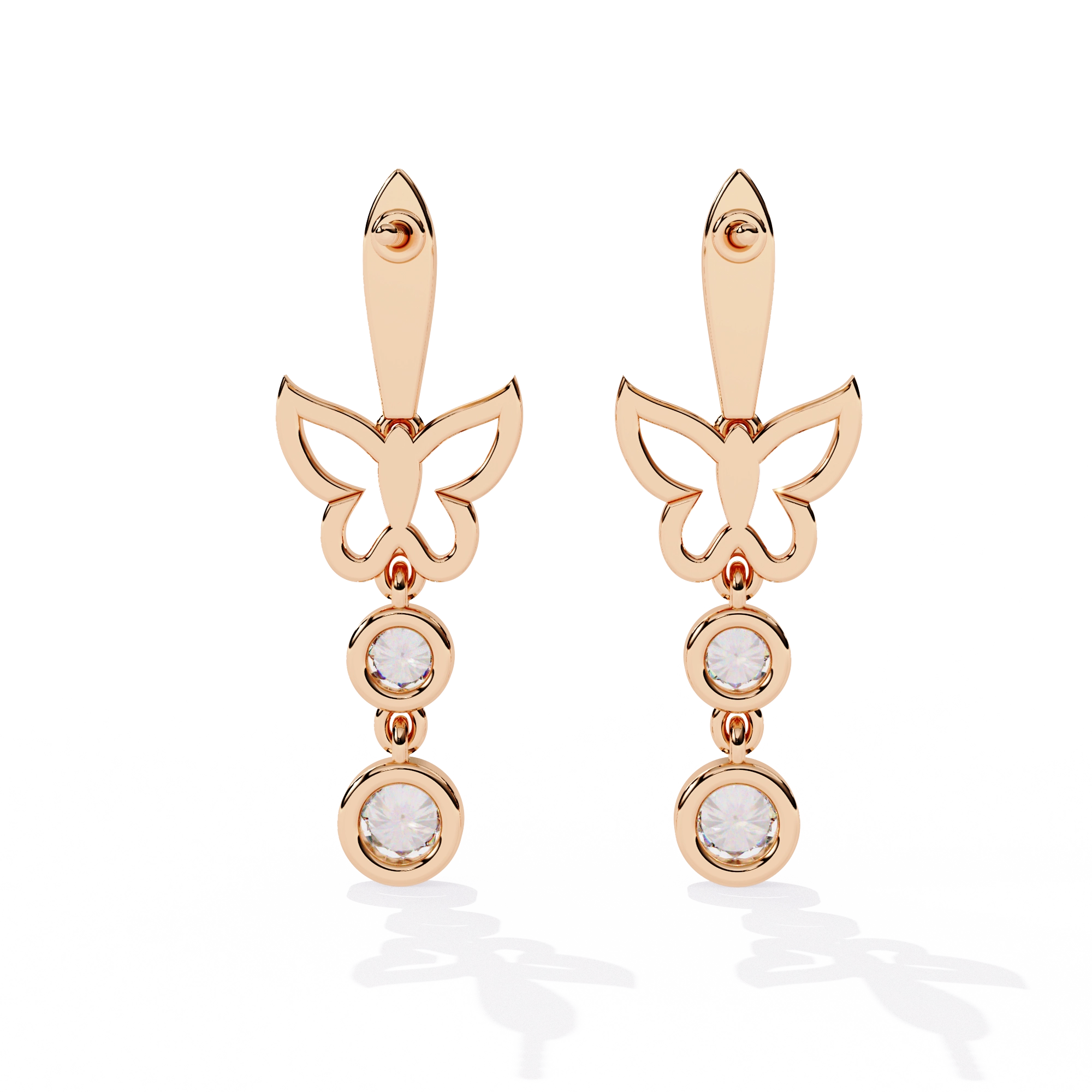 Butterfly Drop Diamond Earrings