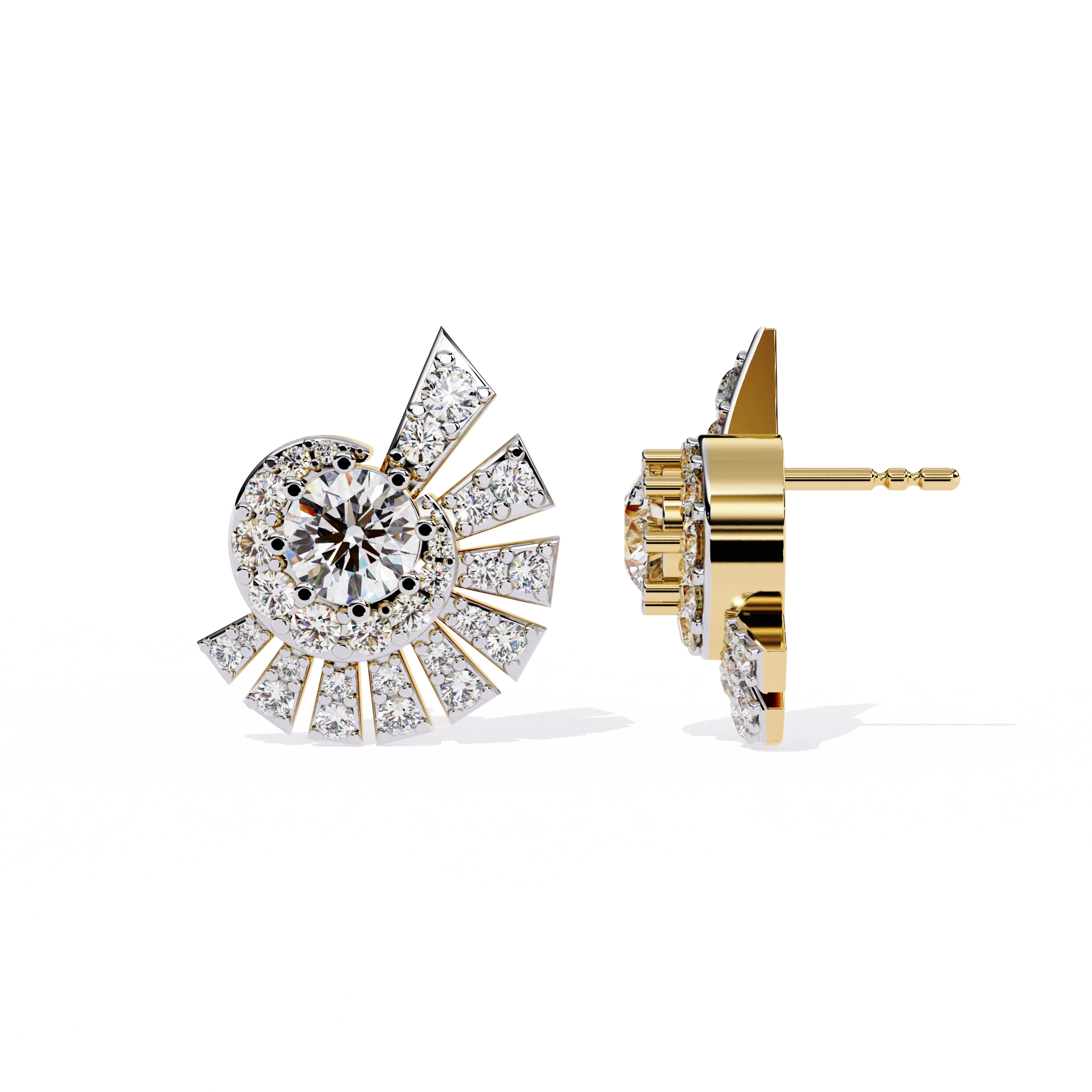 Sunburst Diamond Stud Earrings