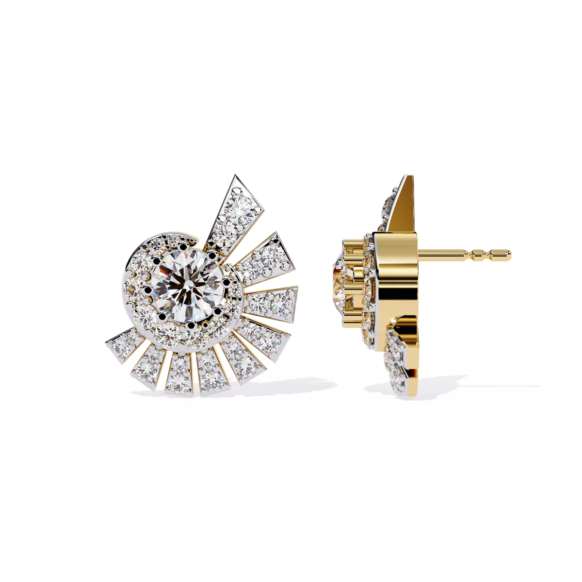 Sunburst Diamond Stud Earrings