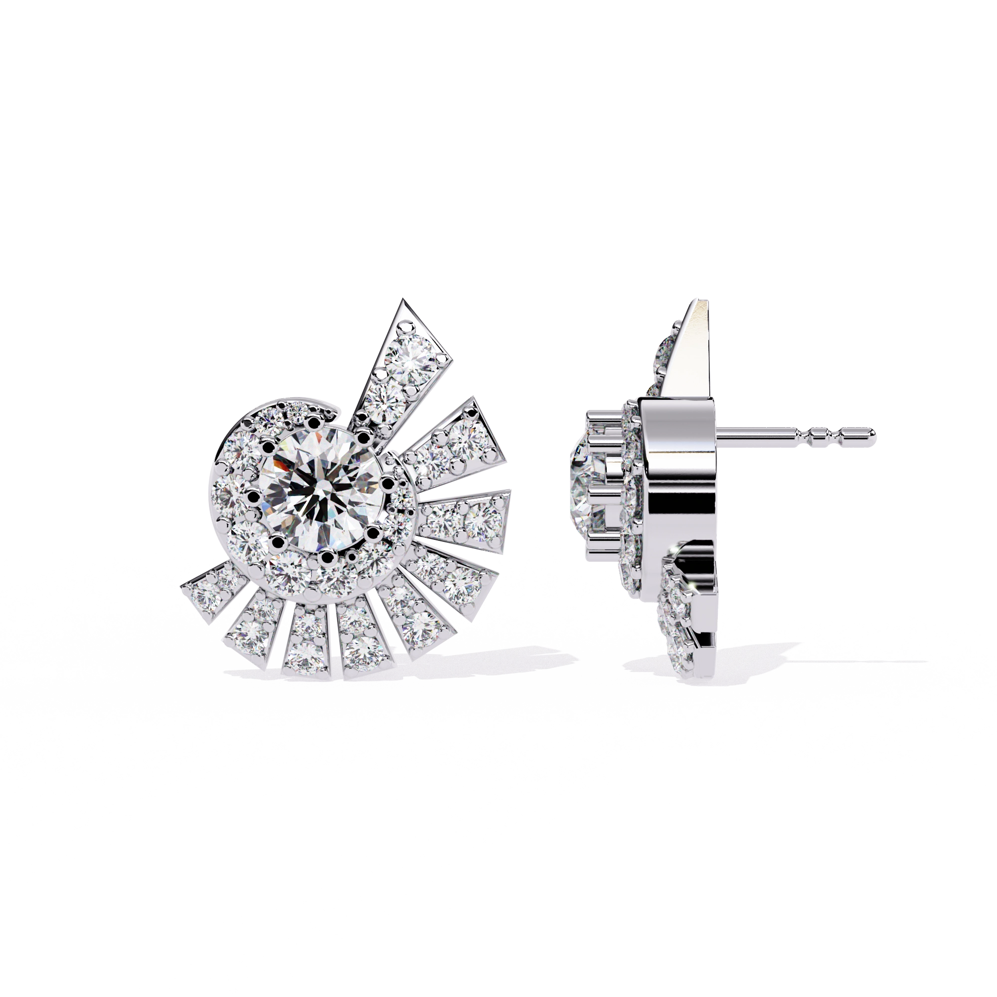 Sunburst Diamond Stud Earrings