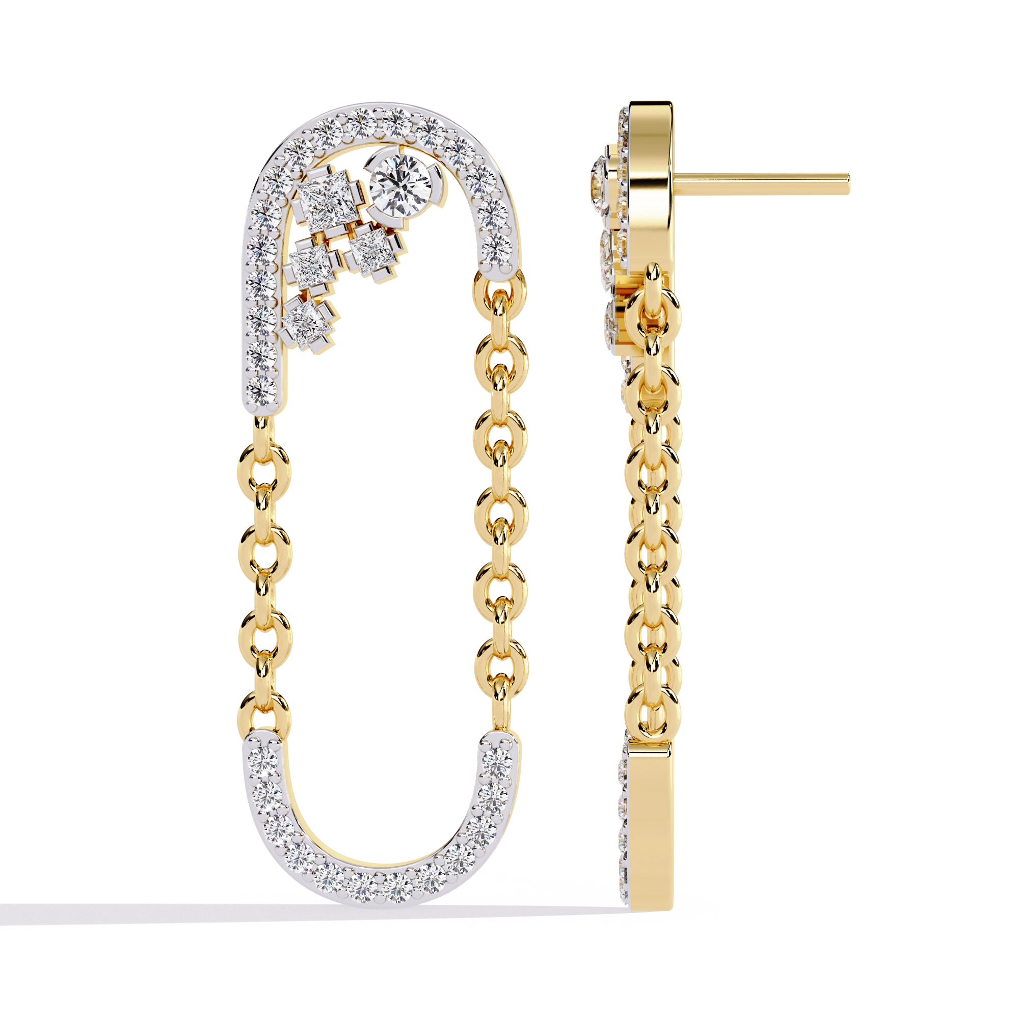 Chain Link Diamond Earrings