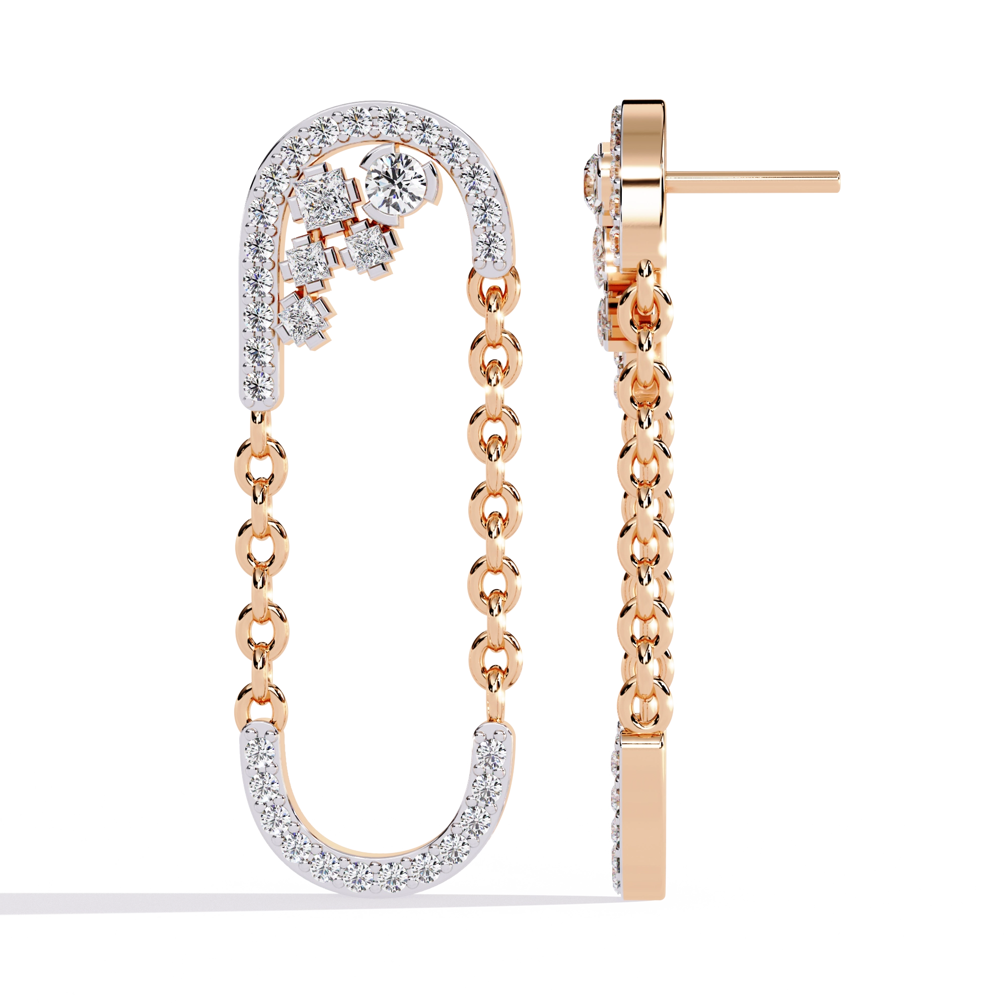 Chain Link Diamond Earrings