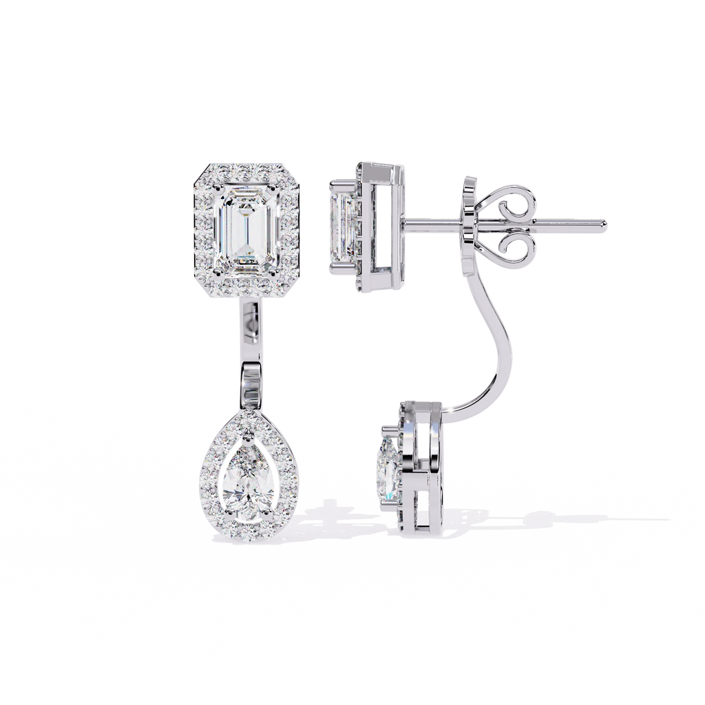 Emerald Drop Diamond Earrings