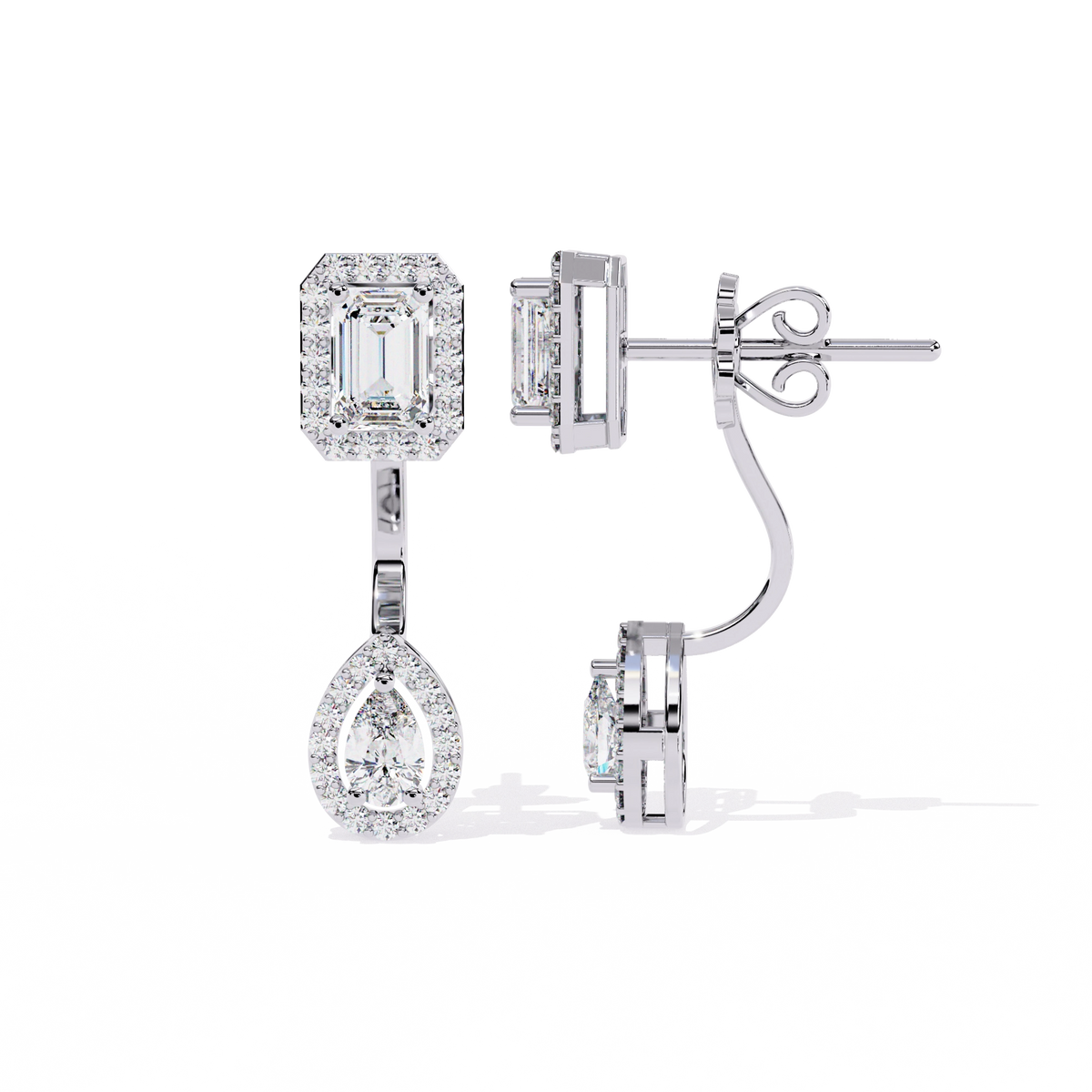 Emerald Drop Diamond Earrings