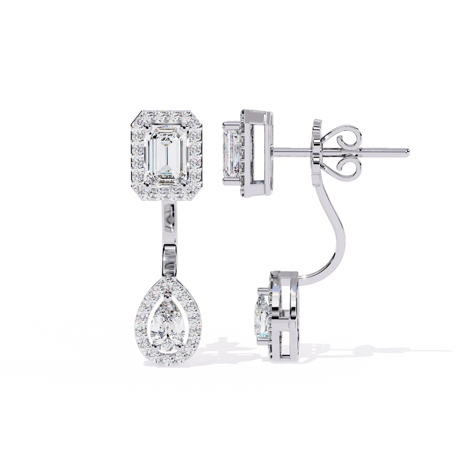 Emerald Drop Diamond Earrings