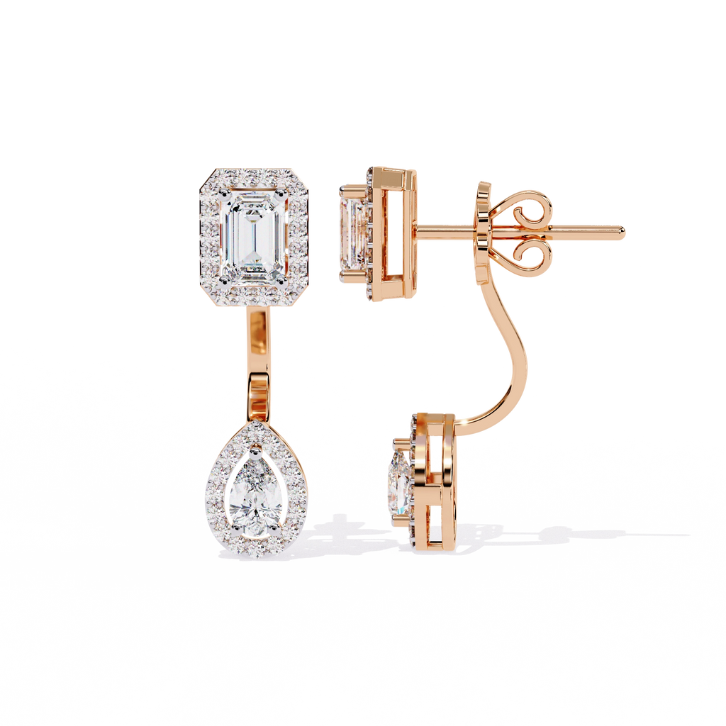 Emerald Drop Diamond Earrings