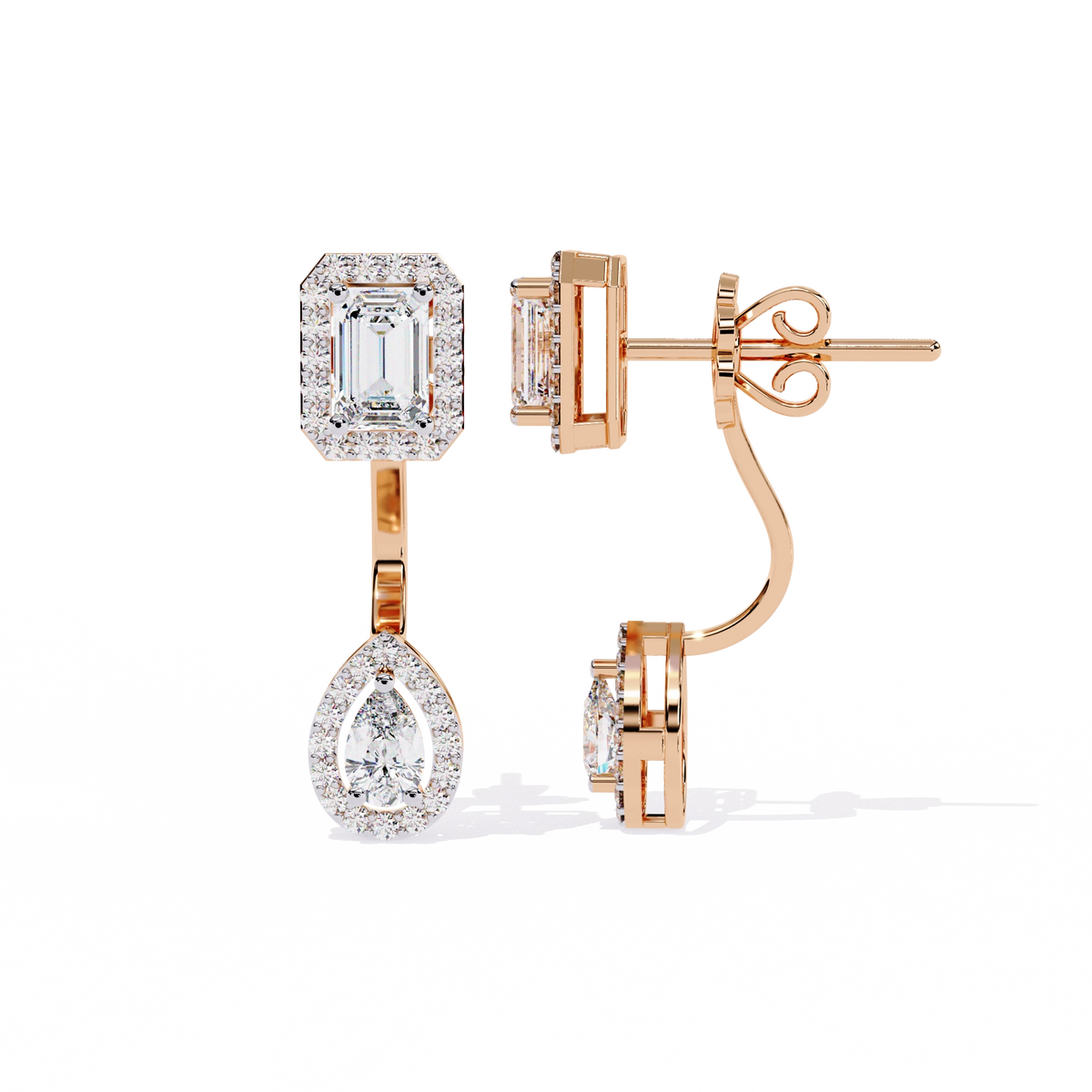 Emerald Drop Diamond Earrings