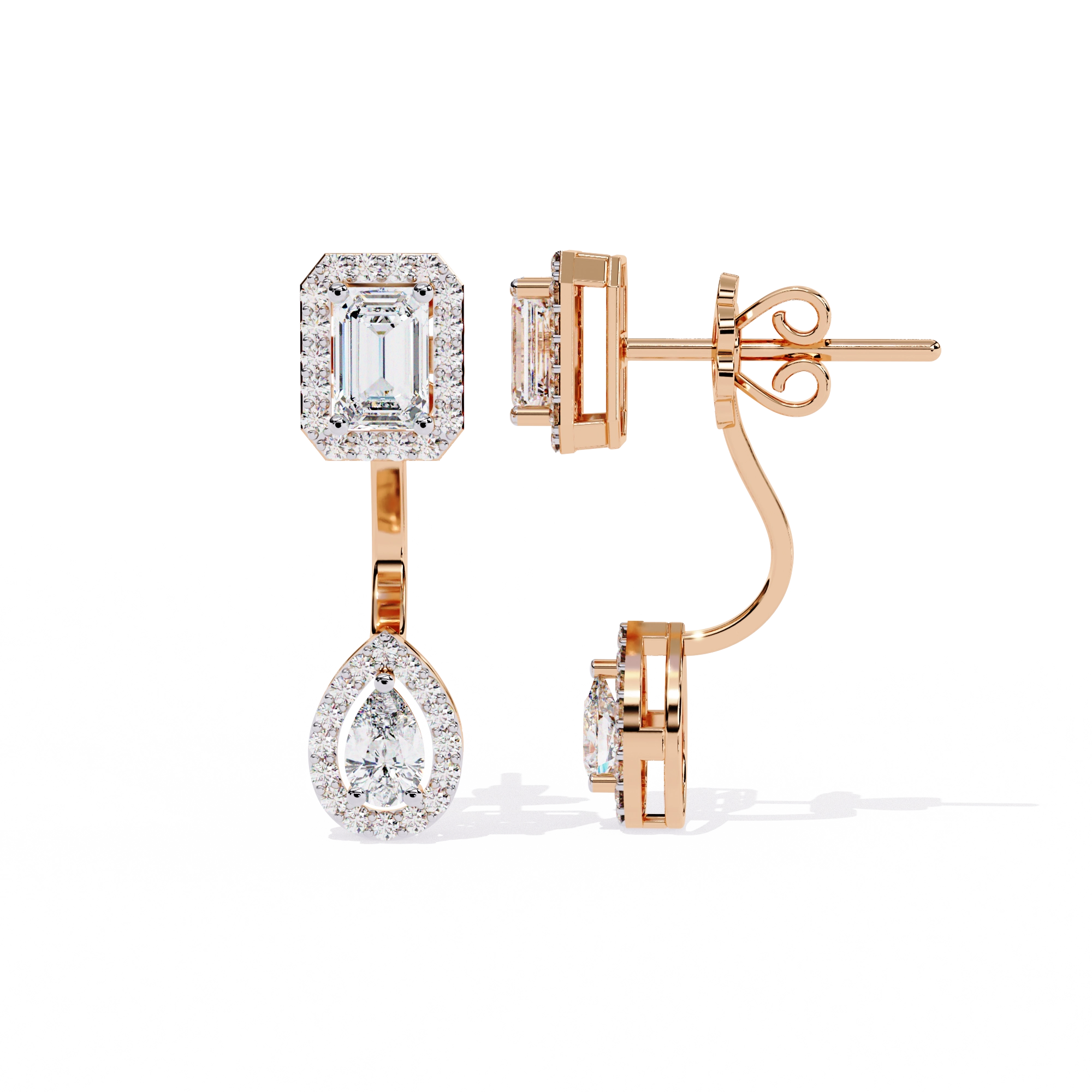 Emerald Drop Diamond Earrings