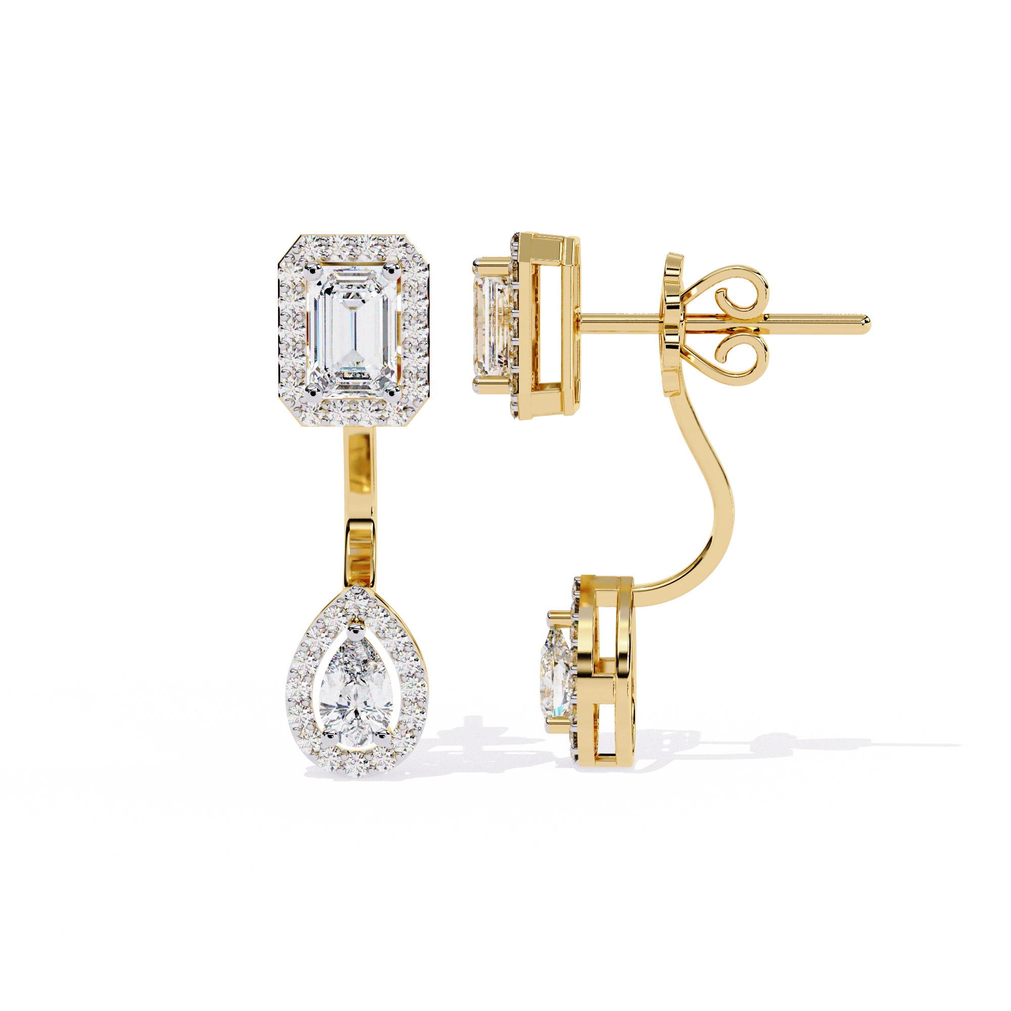 Emerald Drop Diamond Earrings