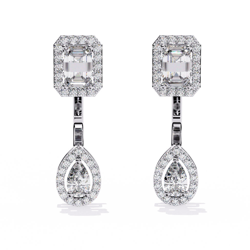 Emerald Drop Diamond Earrings