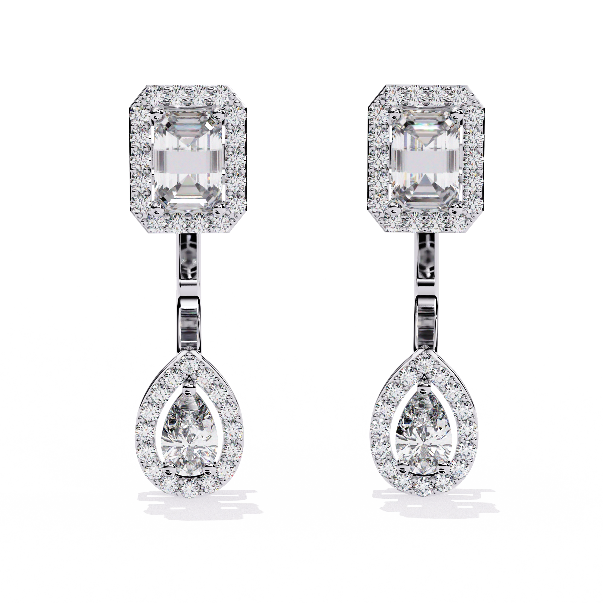 Emerald Drop Diamond Earrings