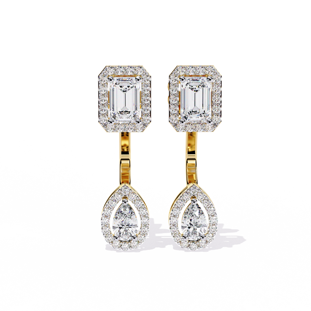 Emerald Drop Diamond Earrings